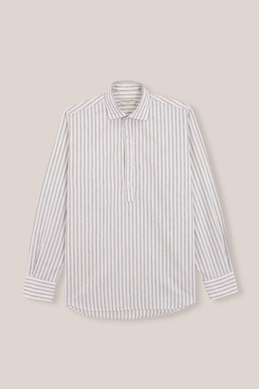 Polera de Algodón - Crudo Rayas Azules - Fernando de Cárcer