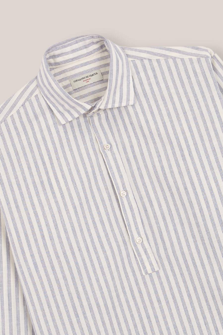 Polera de Algodón - Crudo Rayas Azules - Fernando de Cárcer