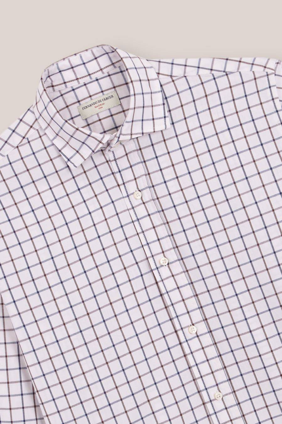 Camisa de Algodón - Viyela Cuadro Azul y Marrón - Fernando de Cárcer