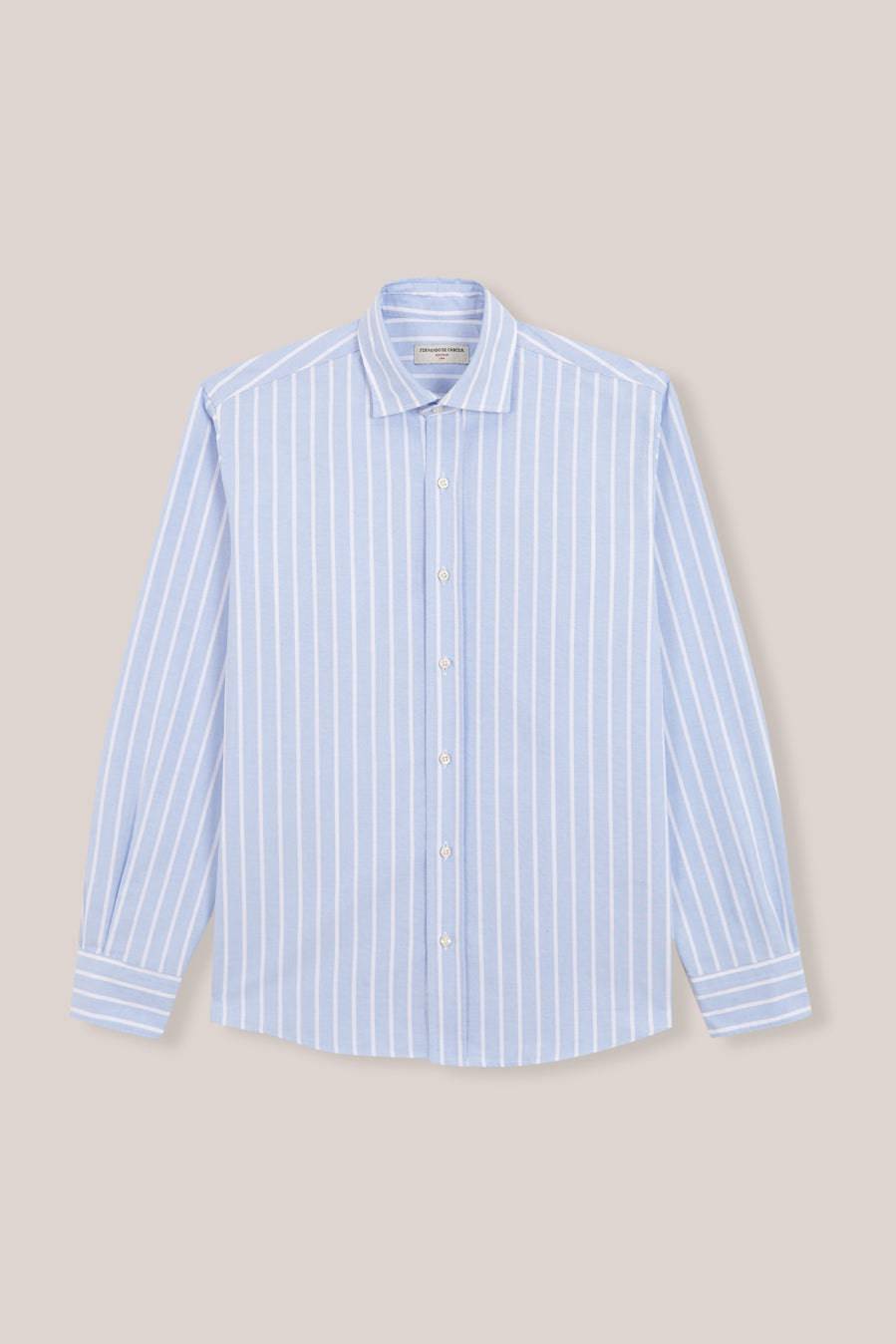 Camisa de Algodón - Oxford Azul Raya Blanca Gruesa - Fernando de Cárcer