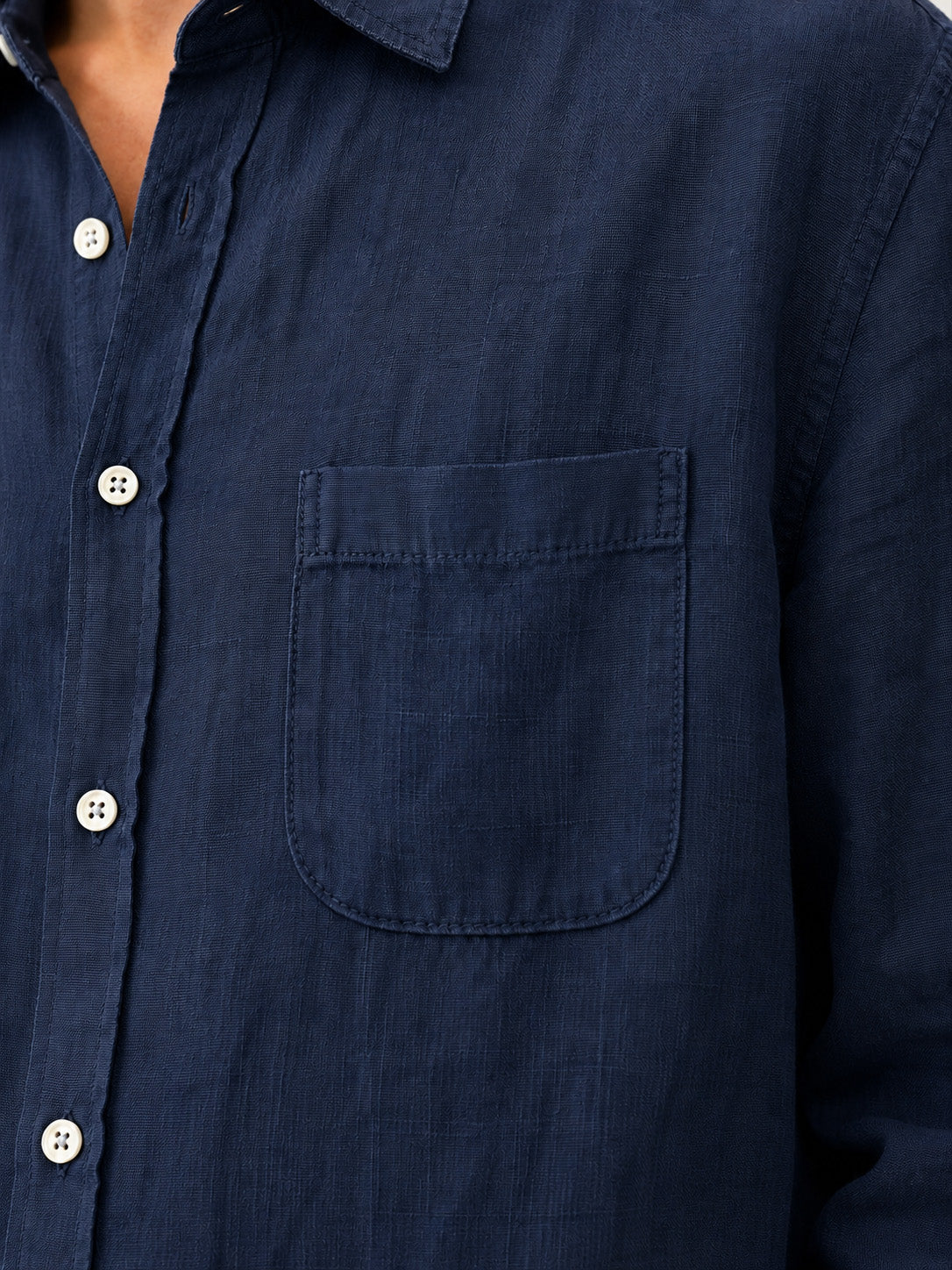 Camisa de Lino - Azul Marino (Bolsillo) - Fernando de Cárcer