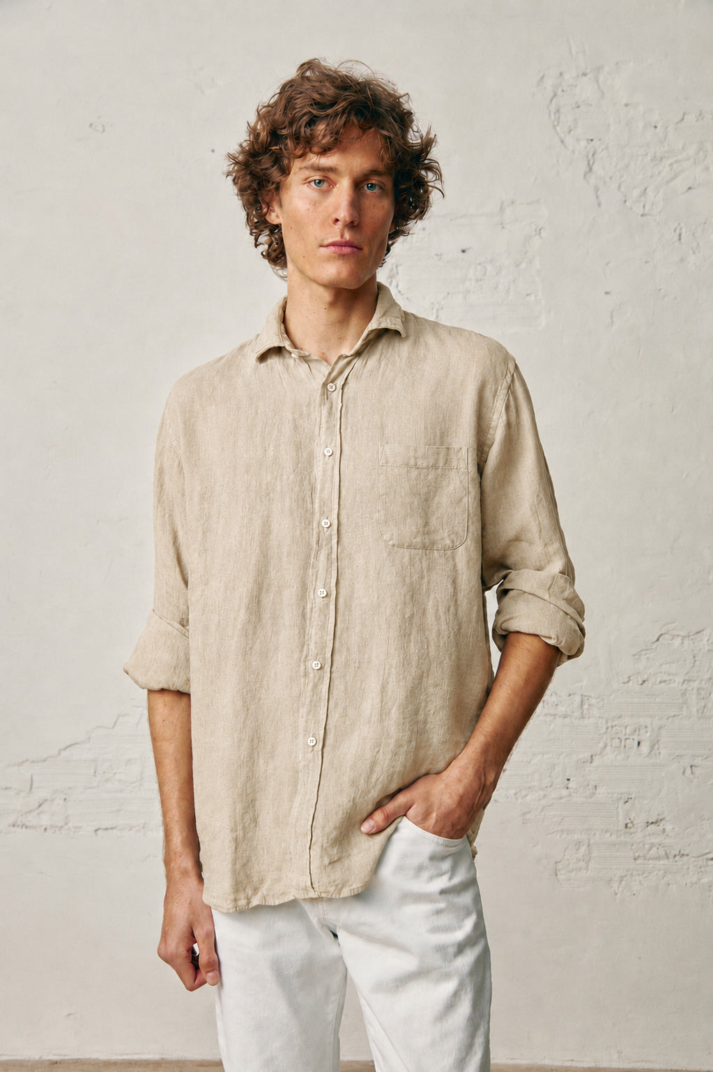 Camisa de Lino - Beige (Bolsillo) - Fernando de Cárcer