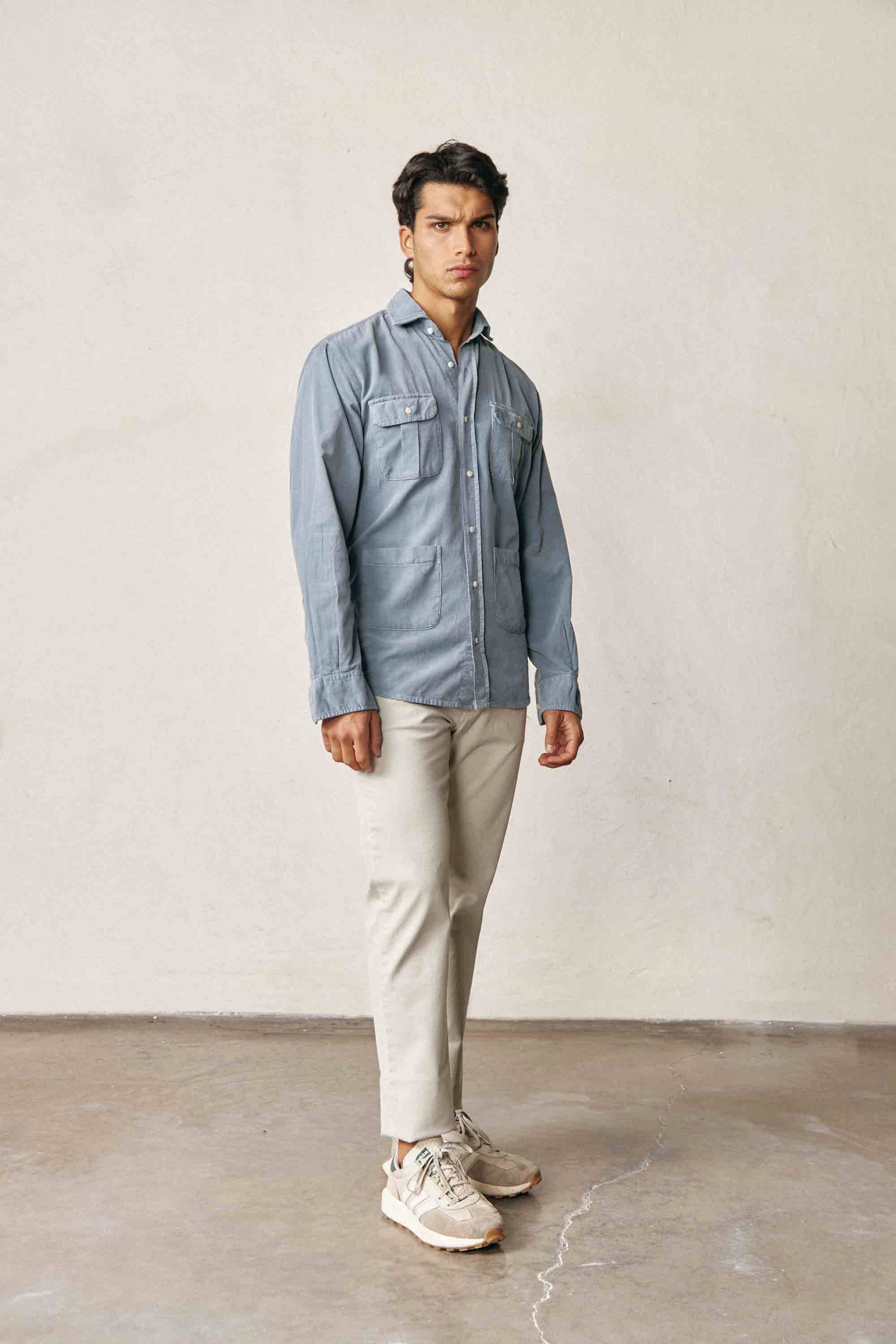 Camisa Micropana 4 Bolsillos - Azul Lavado - Fernando de Cárcer
