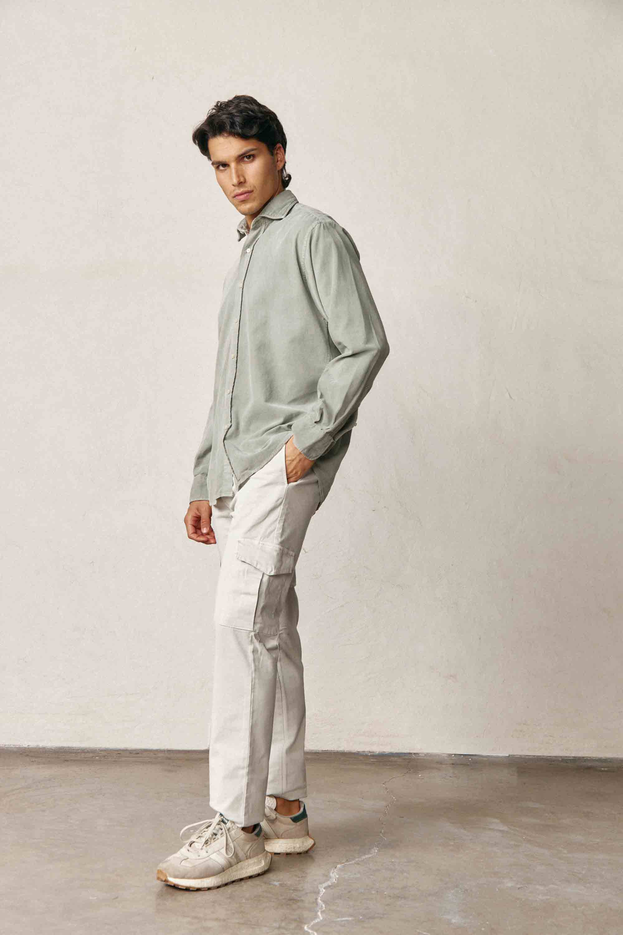 Camisa Micropana - Verde Lavado - Fernando de Cárcer