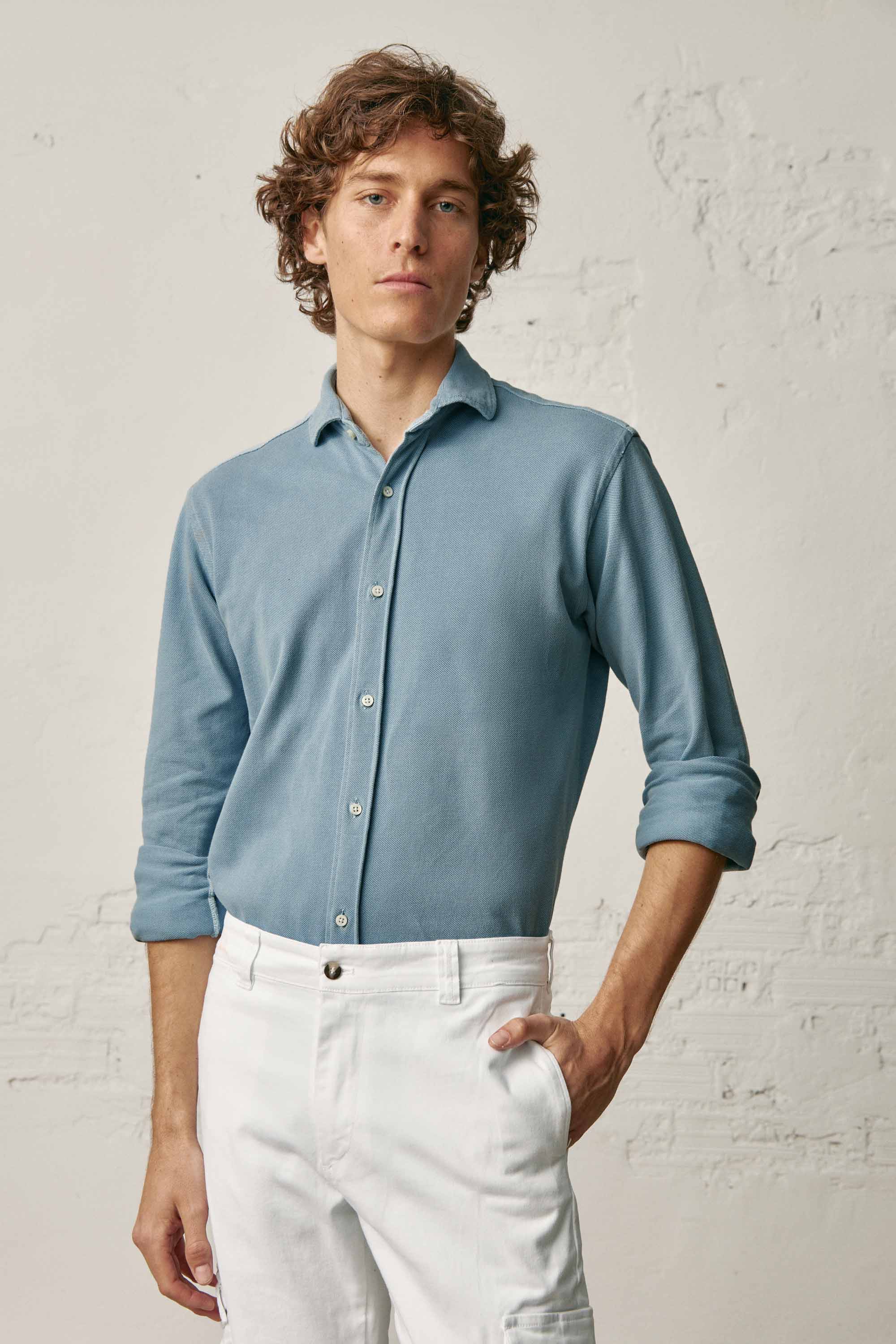 Camisa de Piqué - Azul Lavado - Fernando de Cárcer