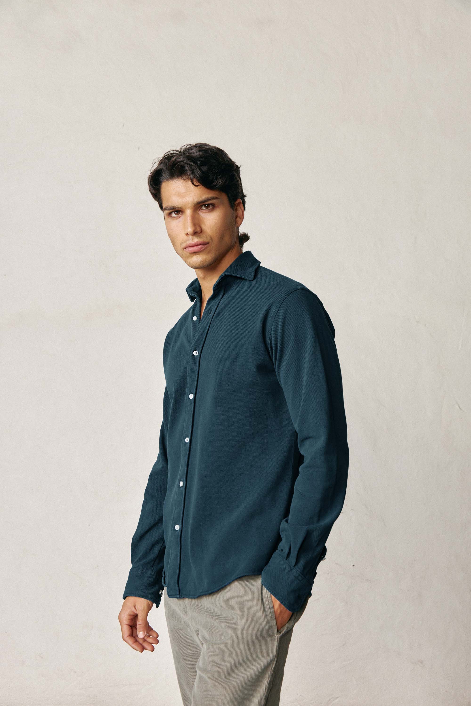 Camisa de Piqué - Azul Petróleo - Fernando de Cárcer
