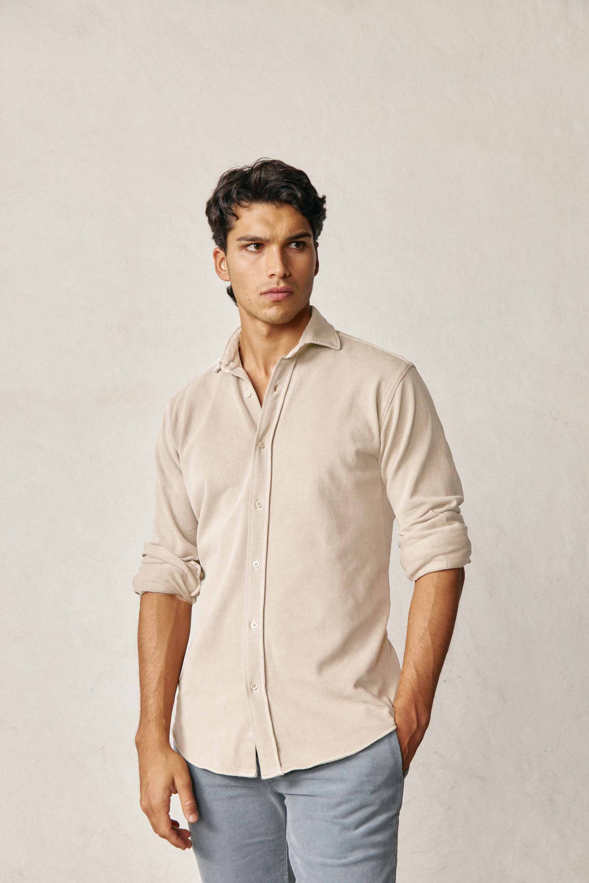 Camisa de Piqué - Beige Tostado - Fernando de Cárcer