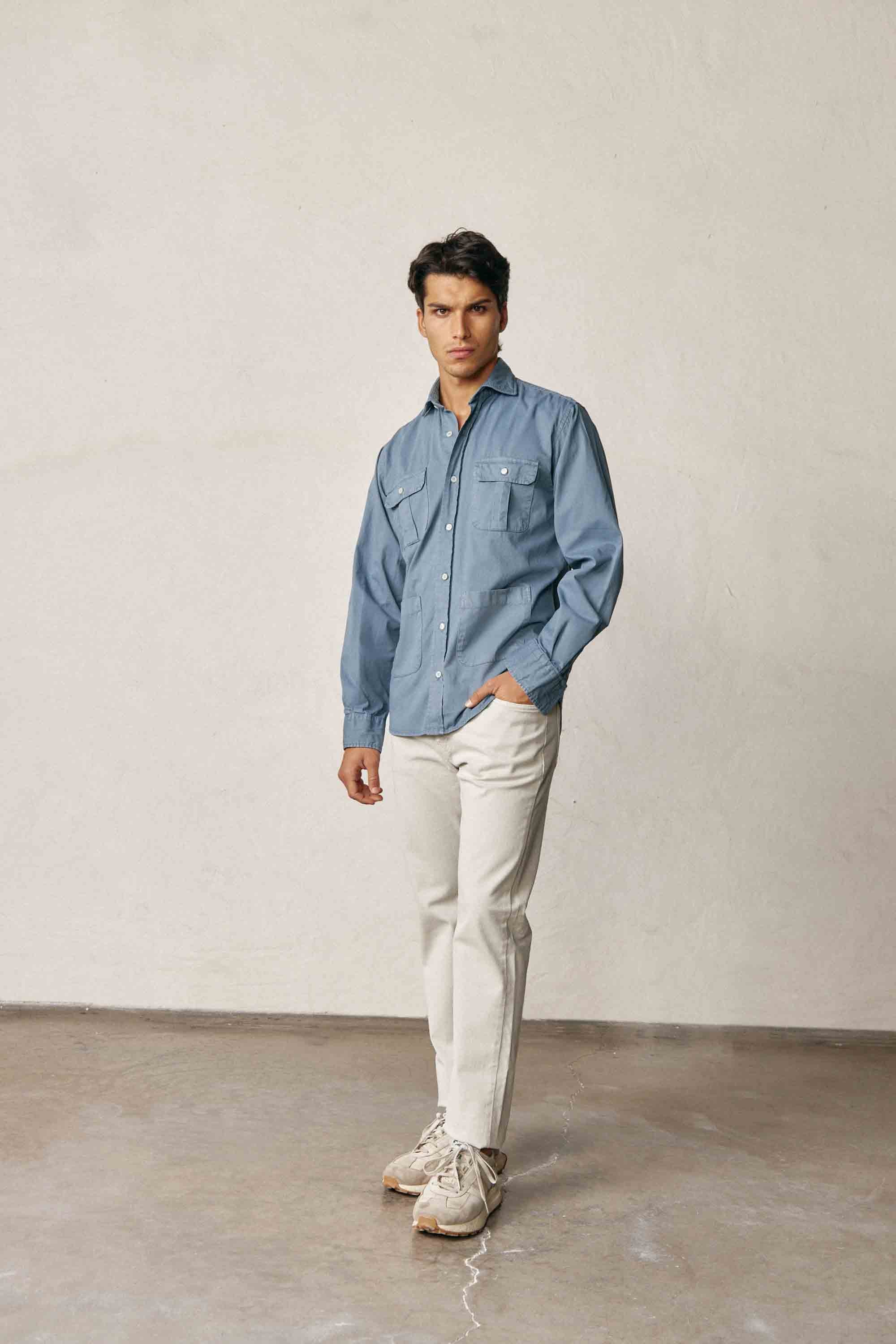 Camisa de Popelín Cuatro Bolsillos - Azul Petróleo - Fernando de Cárcer