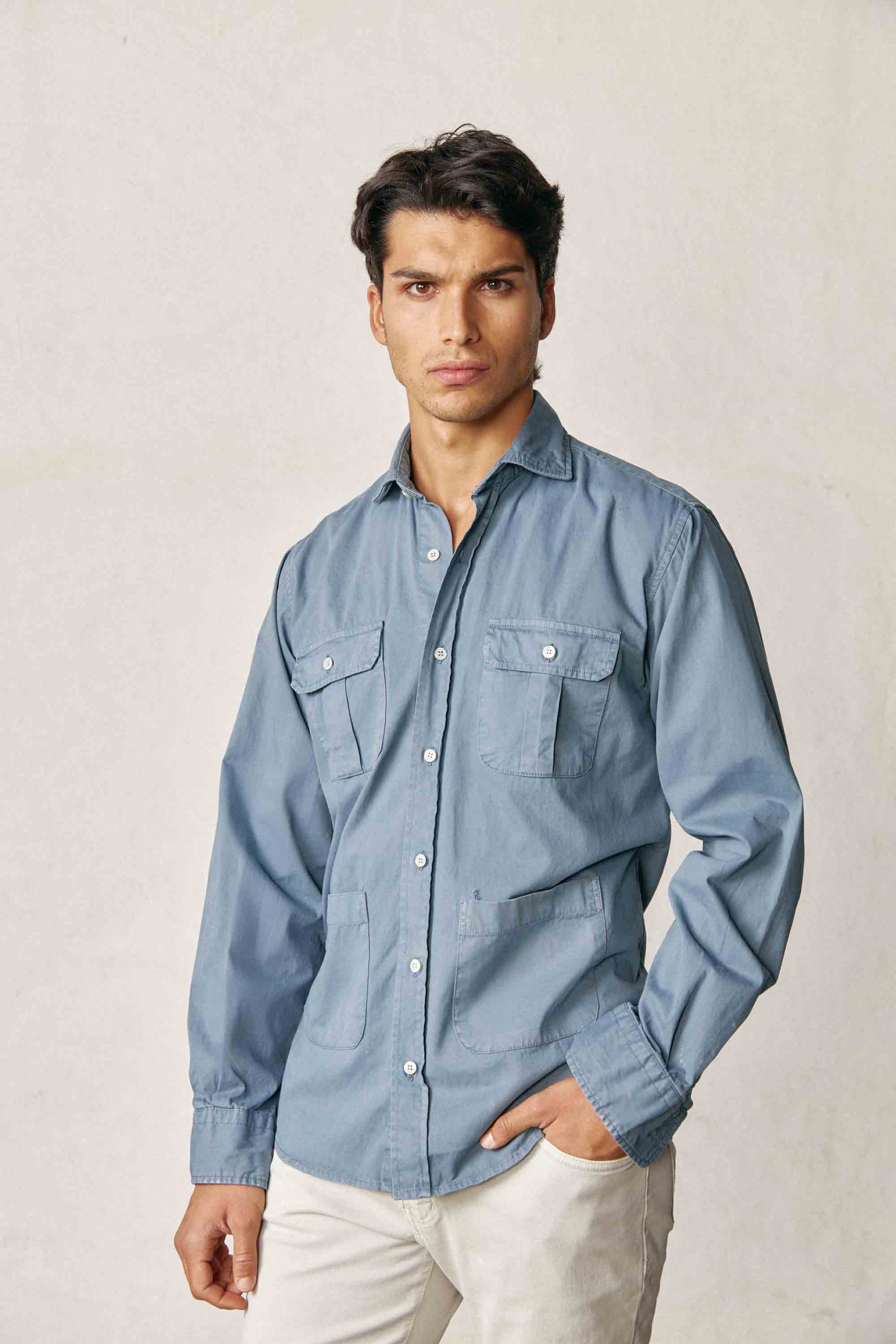 Camisa de Popelín Cuatro Bolsillos - Azul Petróleo - Fernando de Cárcer