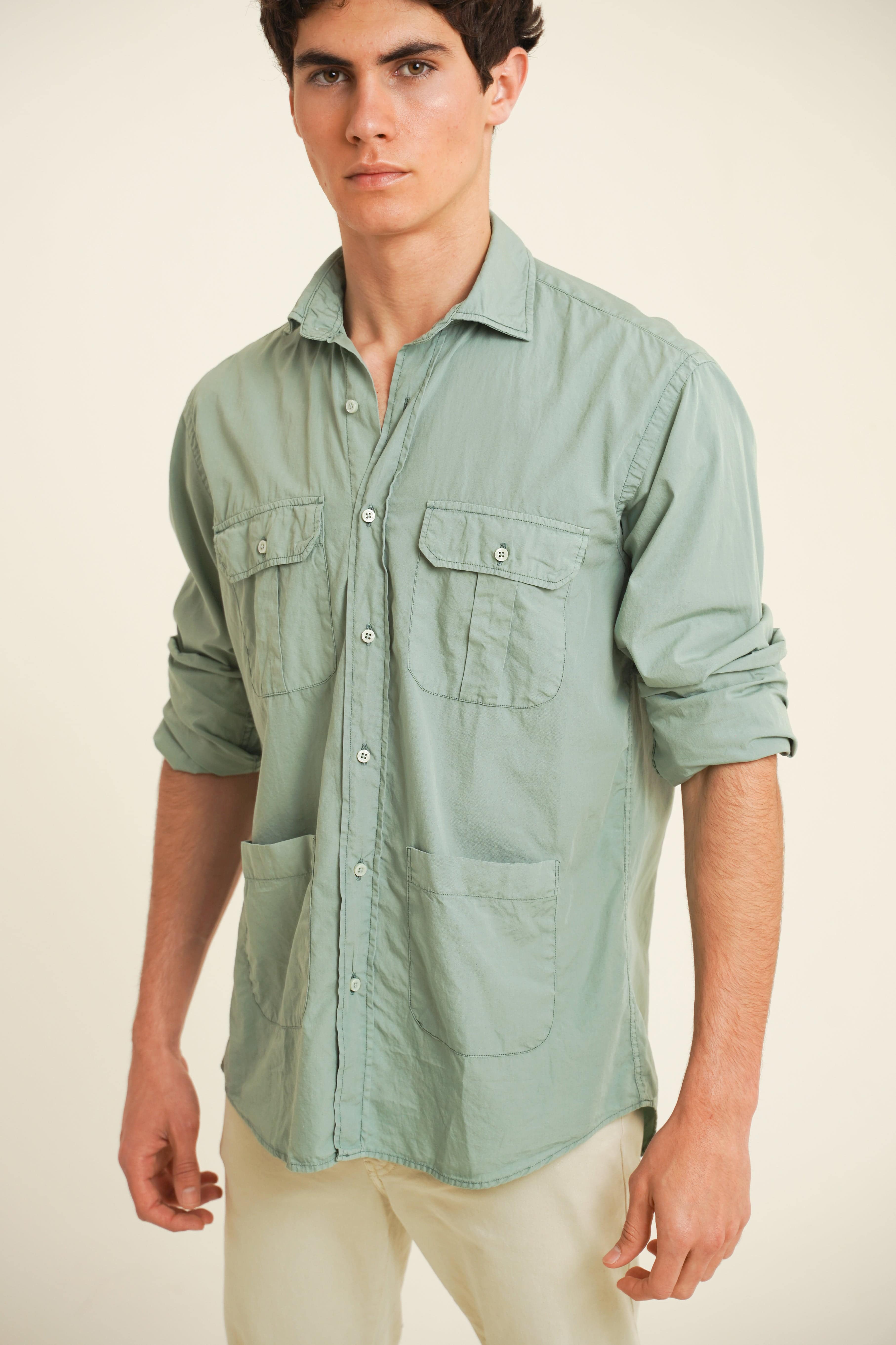 Camisa De Popelín Cuatro Bolsillos - Verde - Fernando de Cárcer