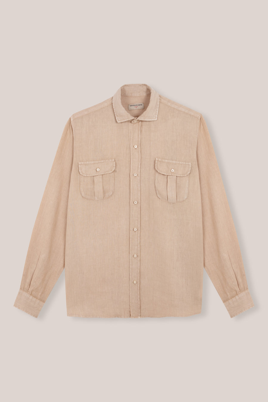 Camisa de Lino Dos Bolsillos - Camel - Fernando de Cárcer