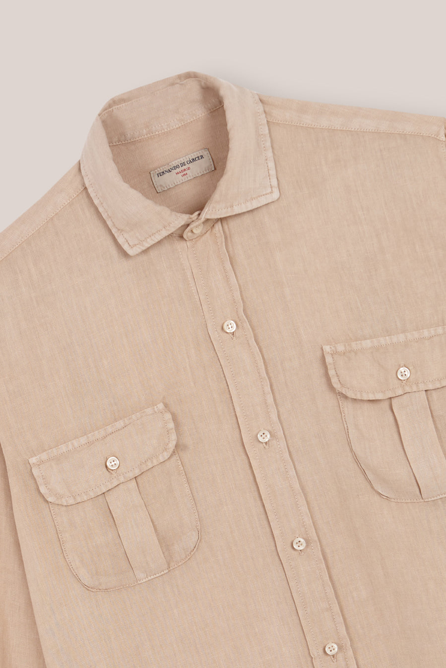 Camisa de Lino Dos Bolsillos - Camel - Fernando de Cárcer
