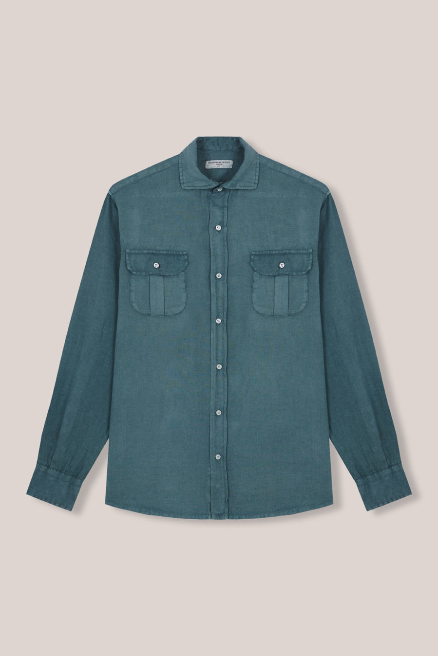 Camisa de Lino Dos Bolsillos - Verde Oscuro - Fernando de Cárcer