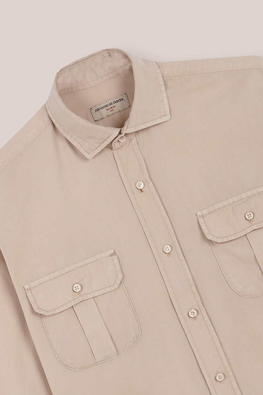 Camisa De Popelín Dos Bolsillos - Camel - Fernando de Cárcer