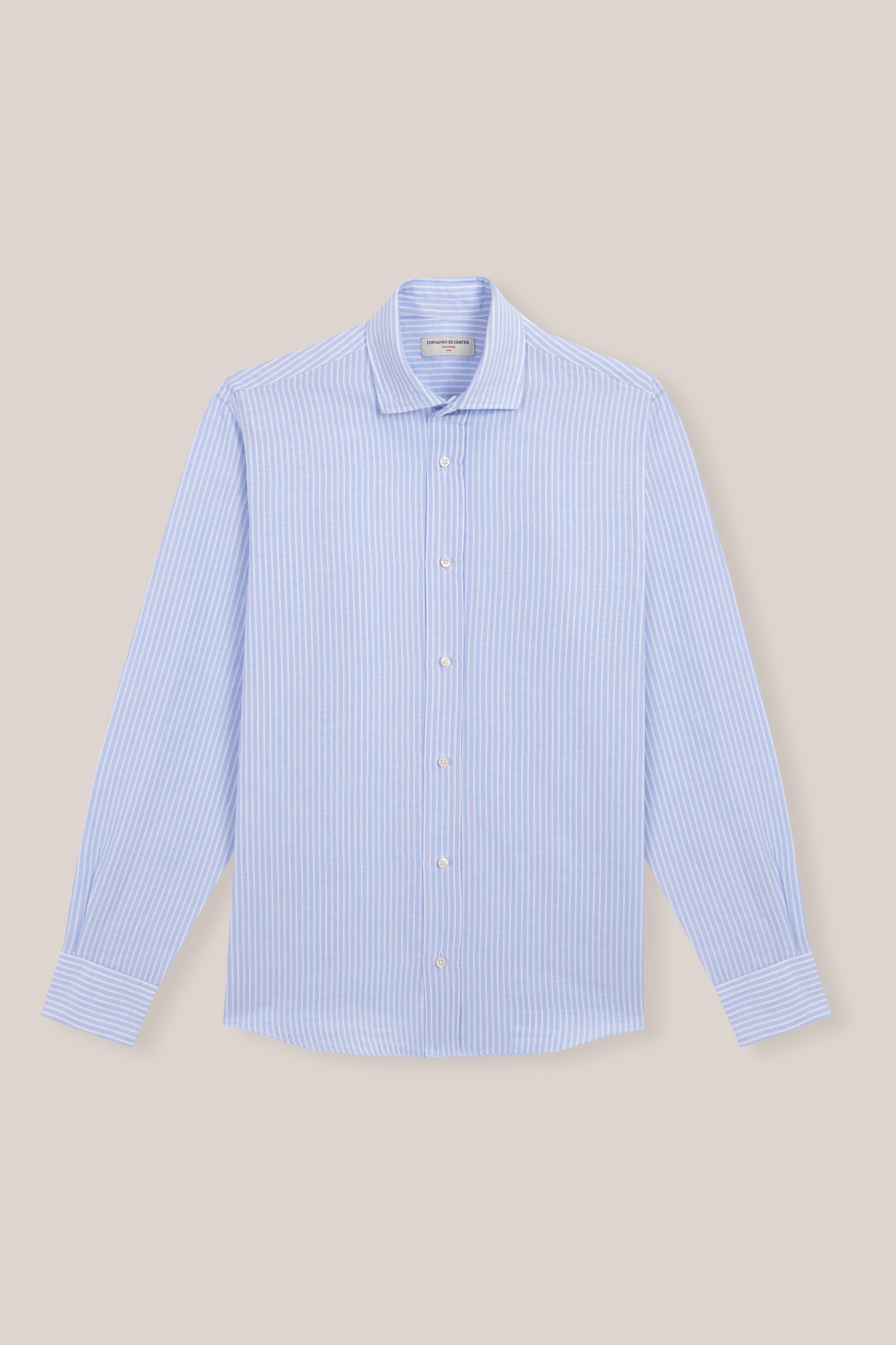 Camisa de Algodón - Azul Rayas Blancas - Fernando de Cárcer