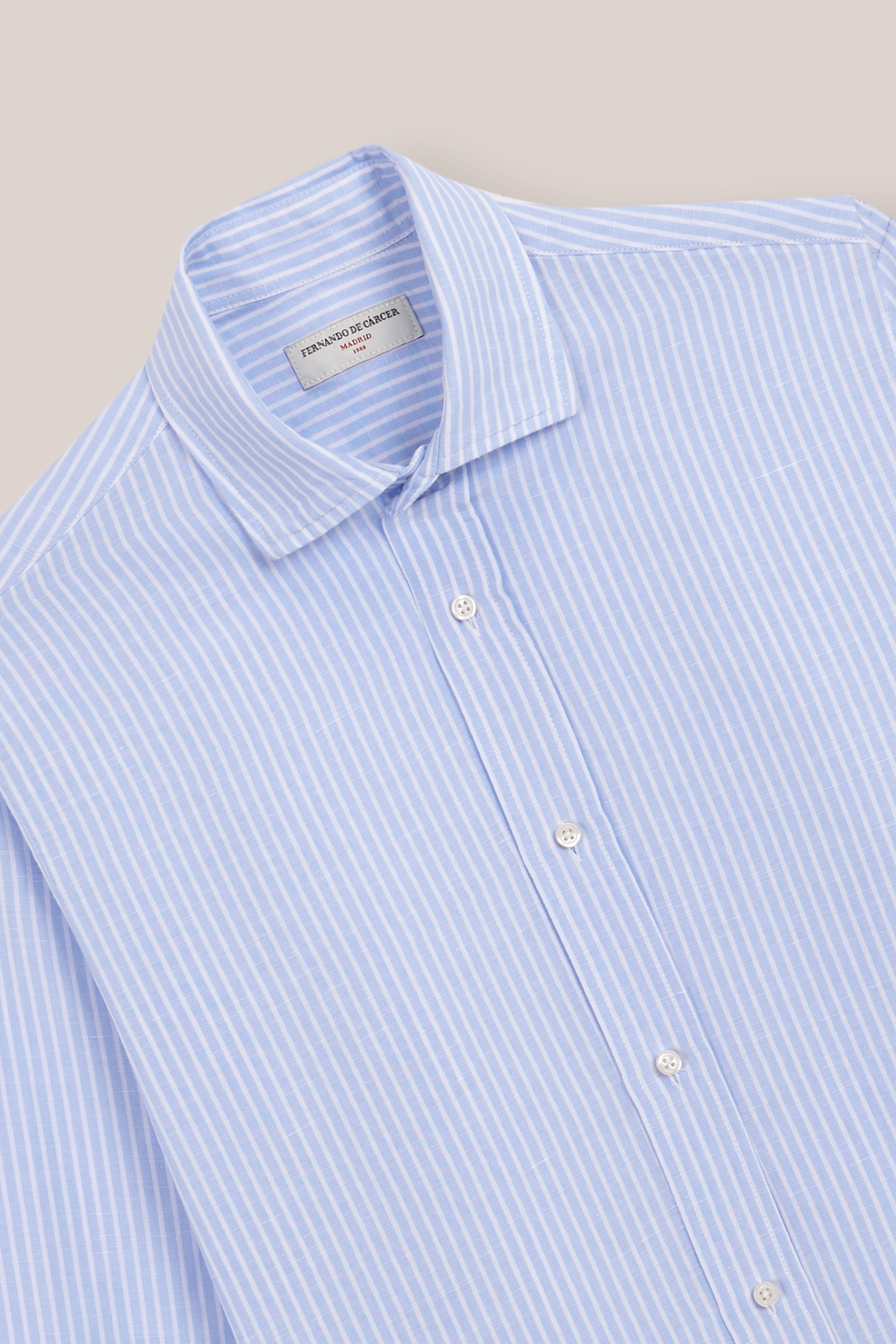 Camisa de Algodón - Azul Rayas Blancas - Fernando de Cárcer