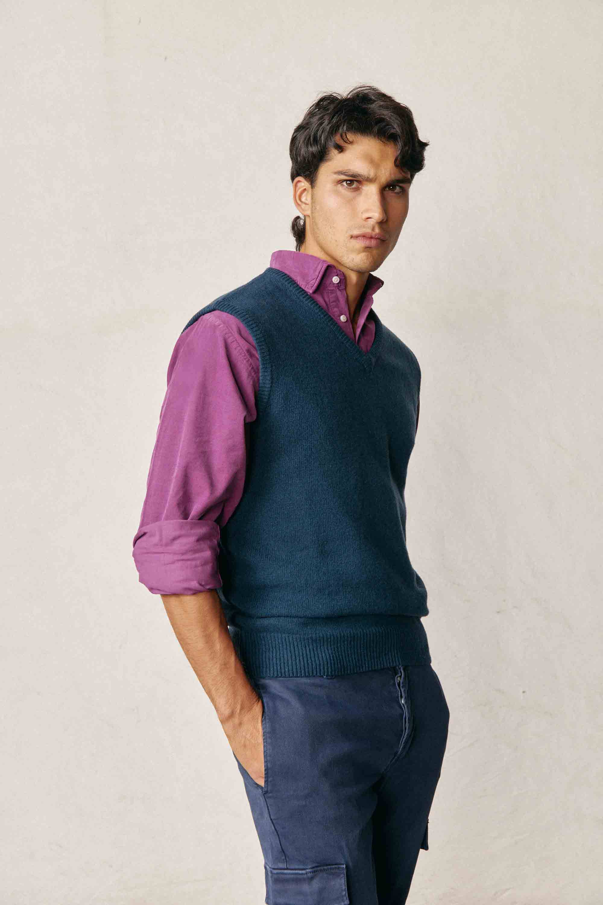 Chaleco Lambswool - Azul Petróleo - Fernando de Cárcer
