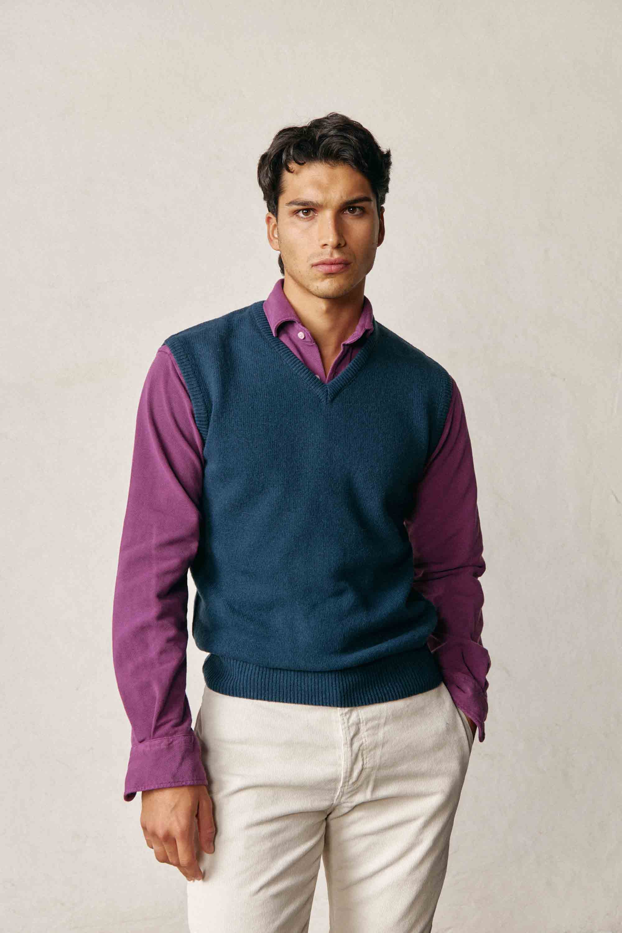 Chaleco Lambswool - Azul Petróleo - Fernando de Cárcer