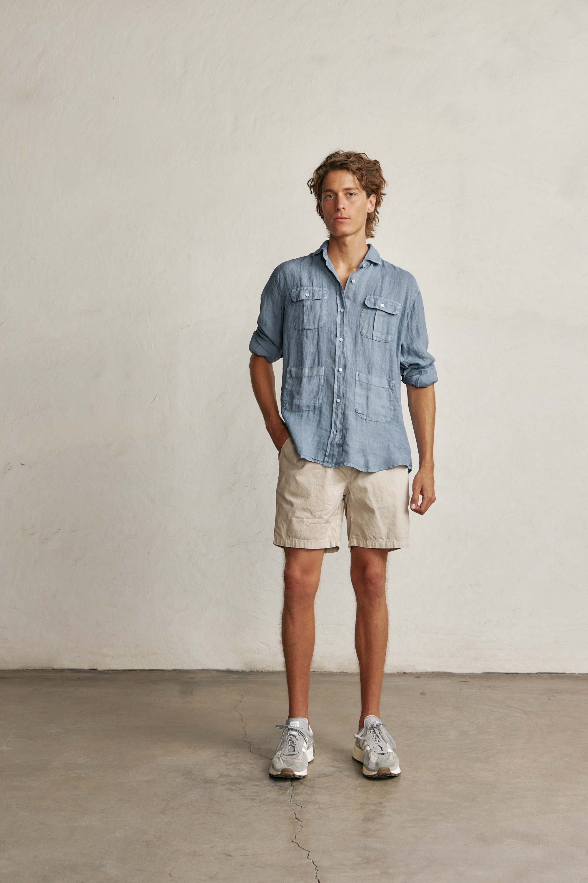 Camisa Guayabera de Lino - Azul - Fernando de Cárcer