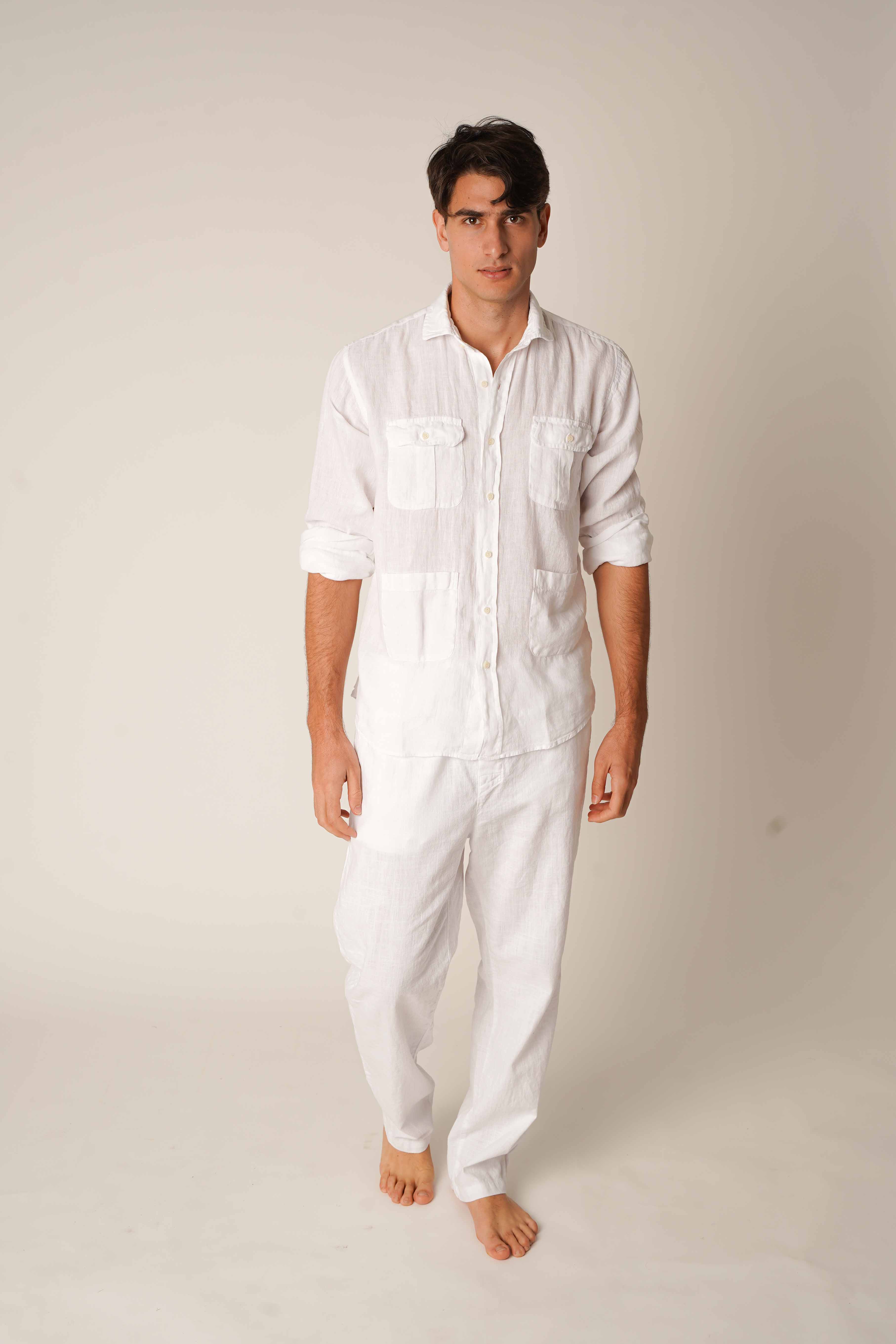 Camisa Guayabera de Lino - Blanco - Fernando de Cárcer