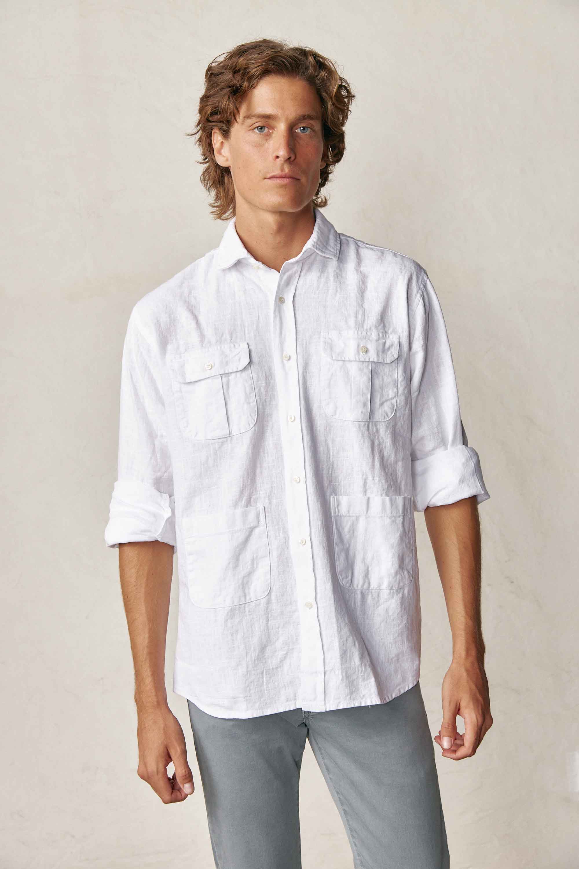 Camisa Guayabera de Lino - Blanco - Fernando de Cárcer