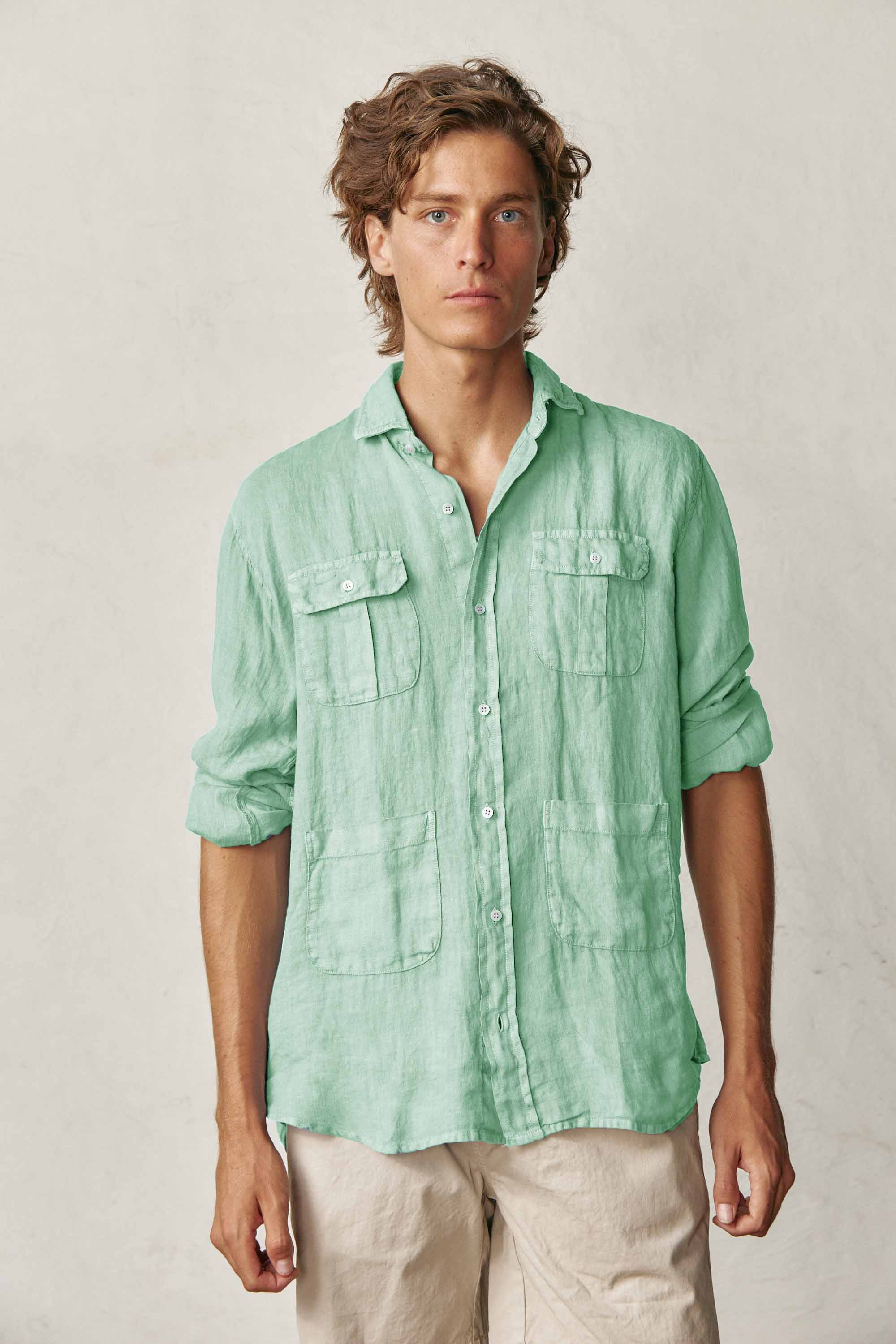 Camisa Guayabera de Lino - Menta - Fernando de Cárcer