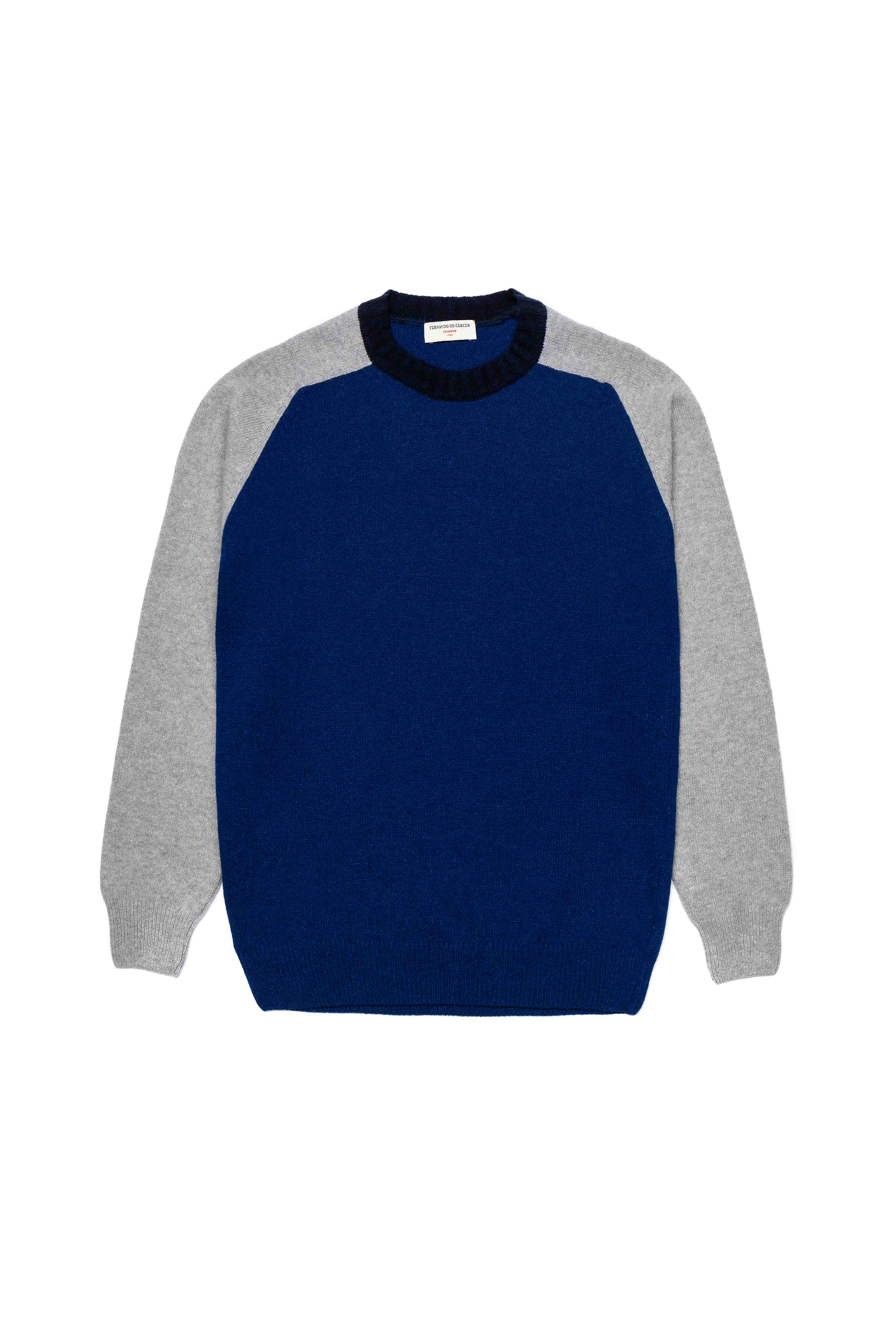 Jersey Cuello Redondo Lambswool - Azul & Gris - Fernando de Cárcer