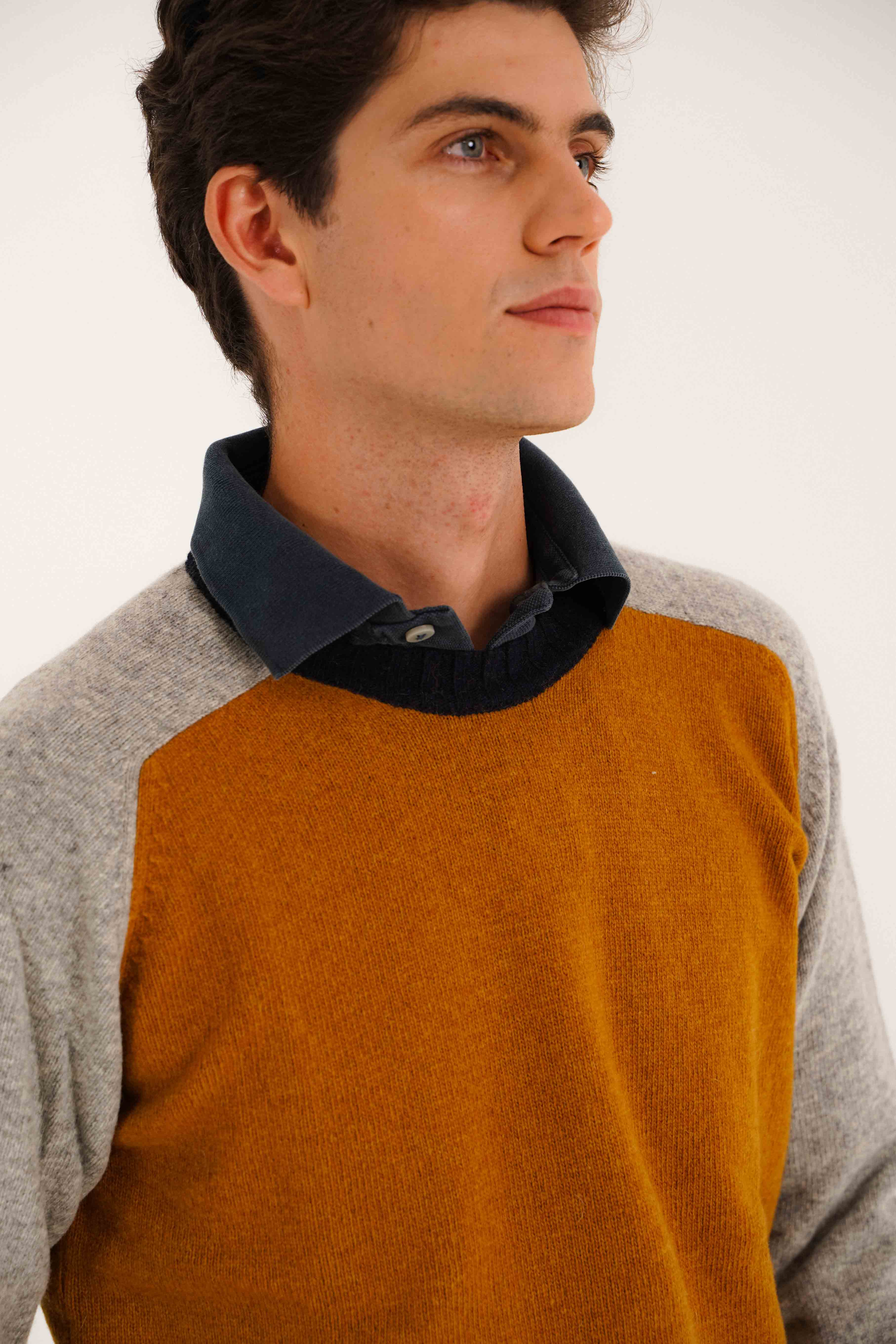 Jersey Cuello Redondo Lambswool - Camel & Gris - Fernando de Cárcer