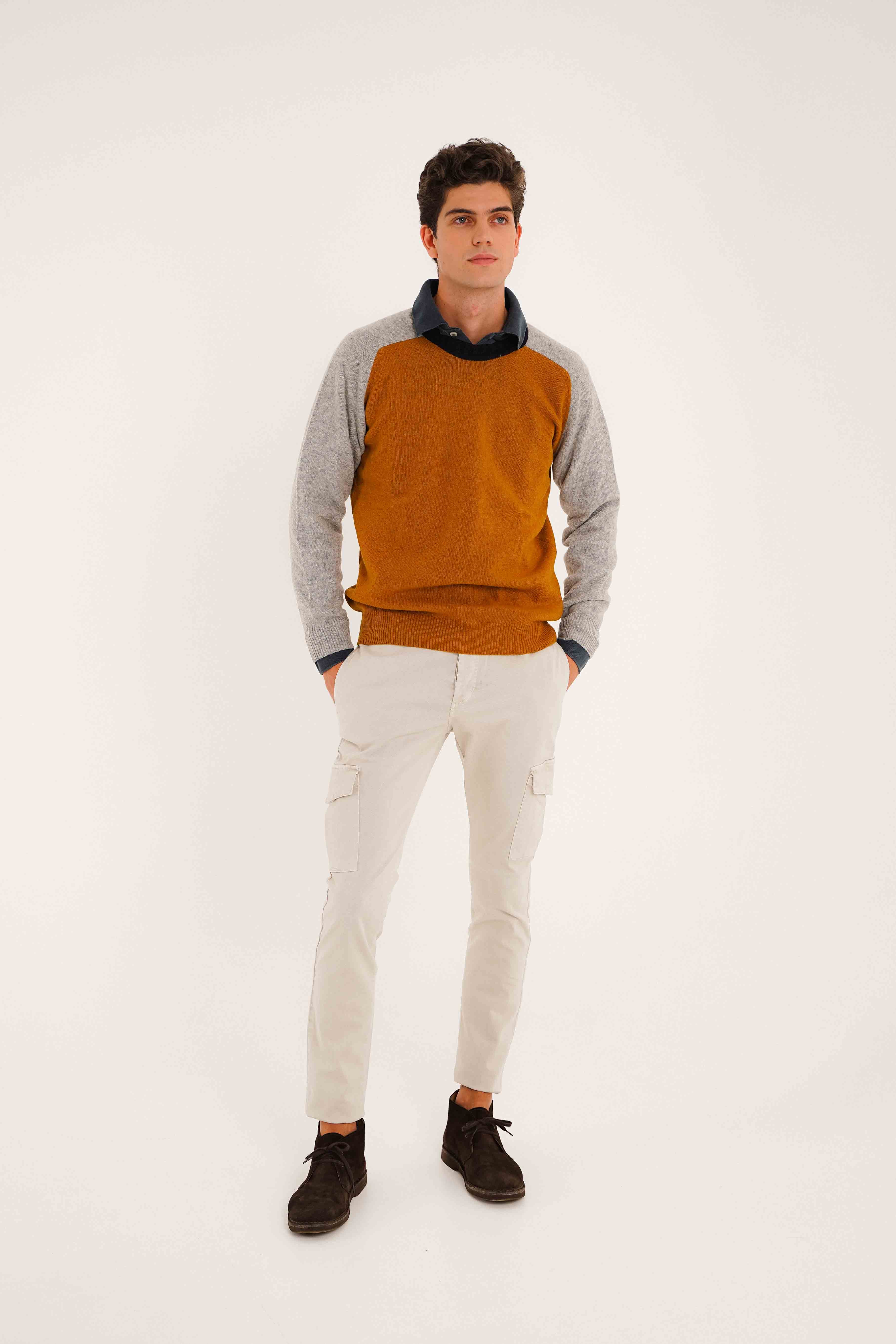 Jersey Cuello Redondo Lambswool - Camel & Gris - Fernando de Cárcer