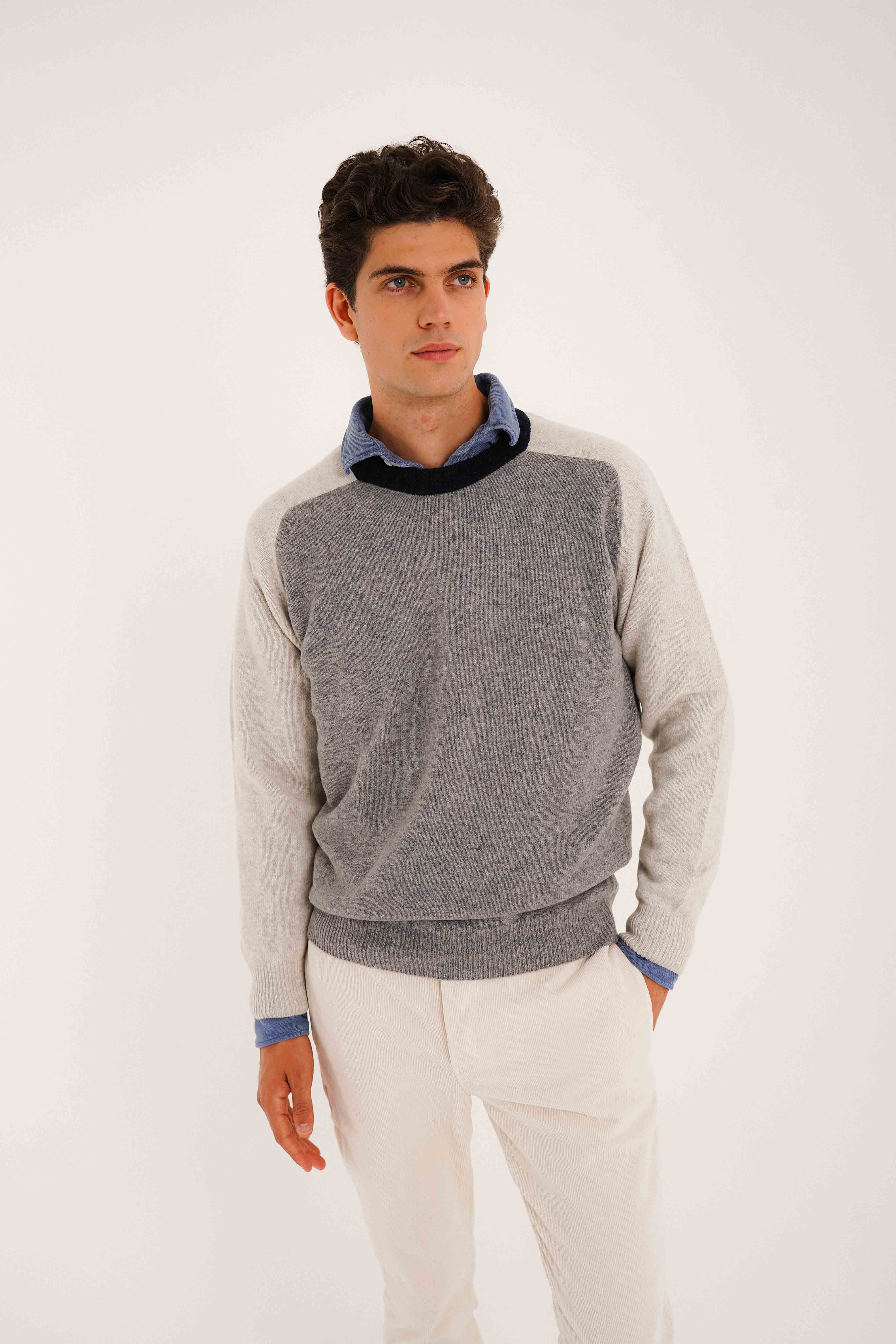 Jersey Cuello Redondo Lambswool - Gris & Hielo - Fernando de Cárcer