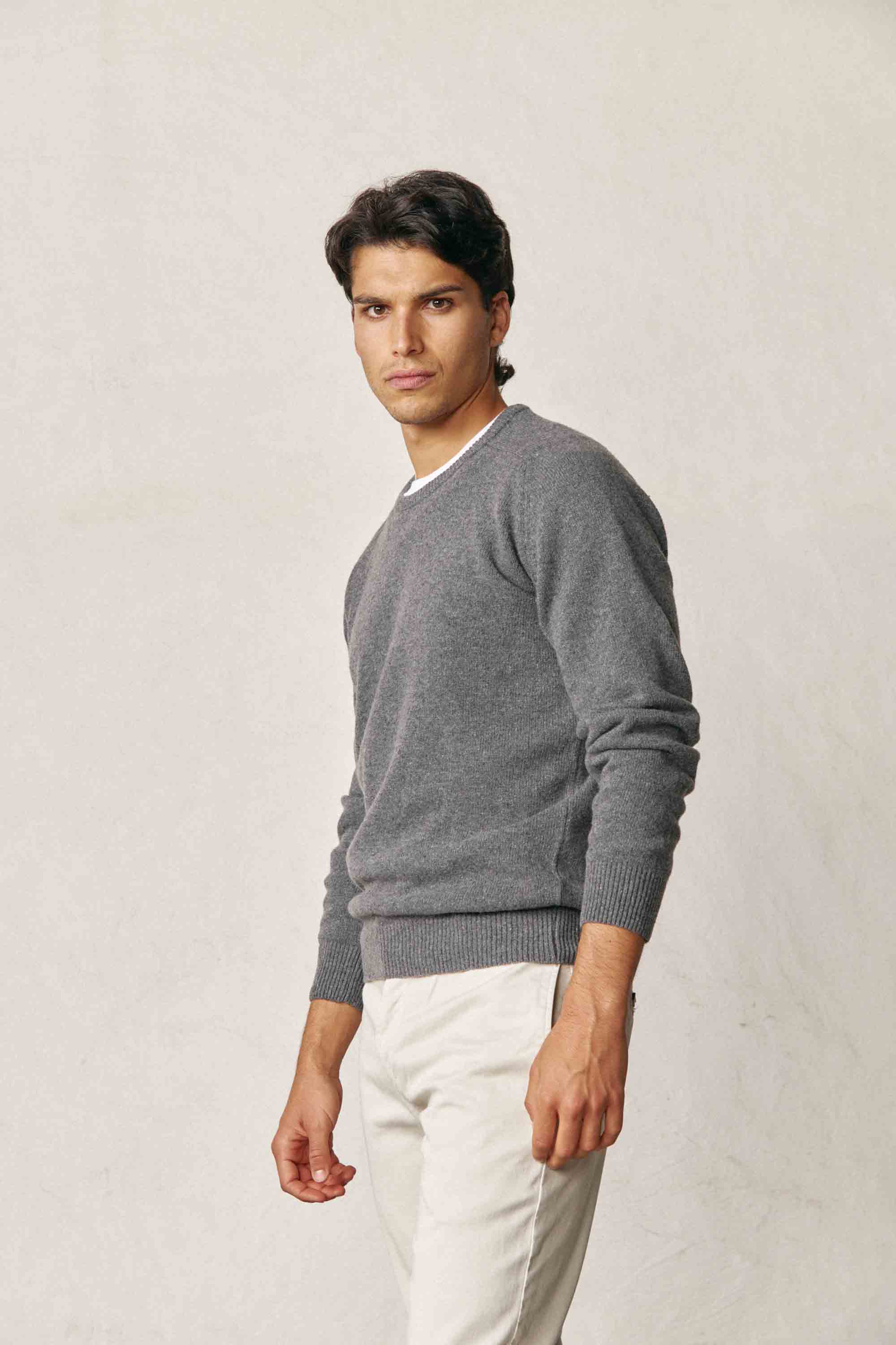 Jersey Cuello Redondo Lambswool - Gris - Fernando de Cárcer