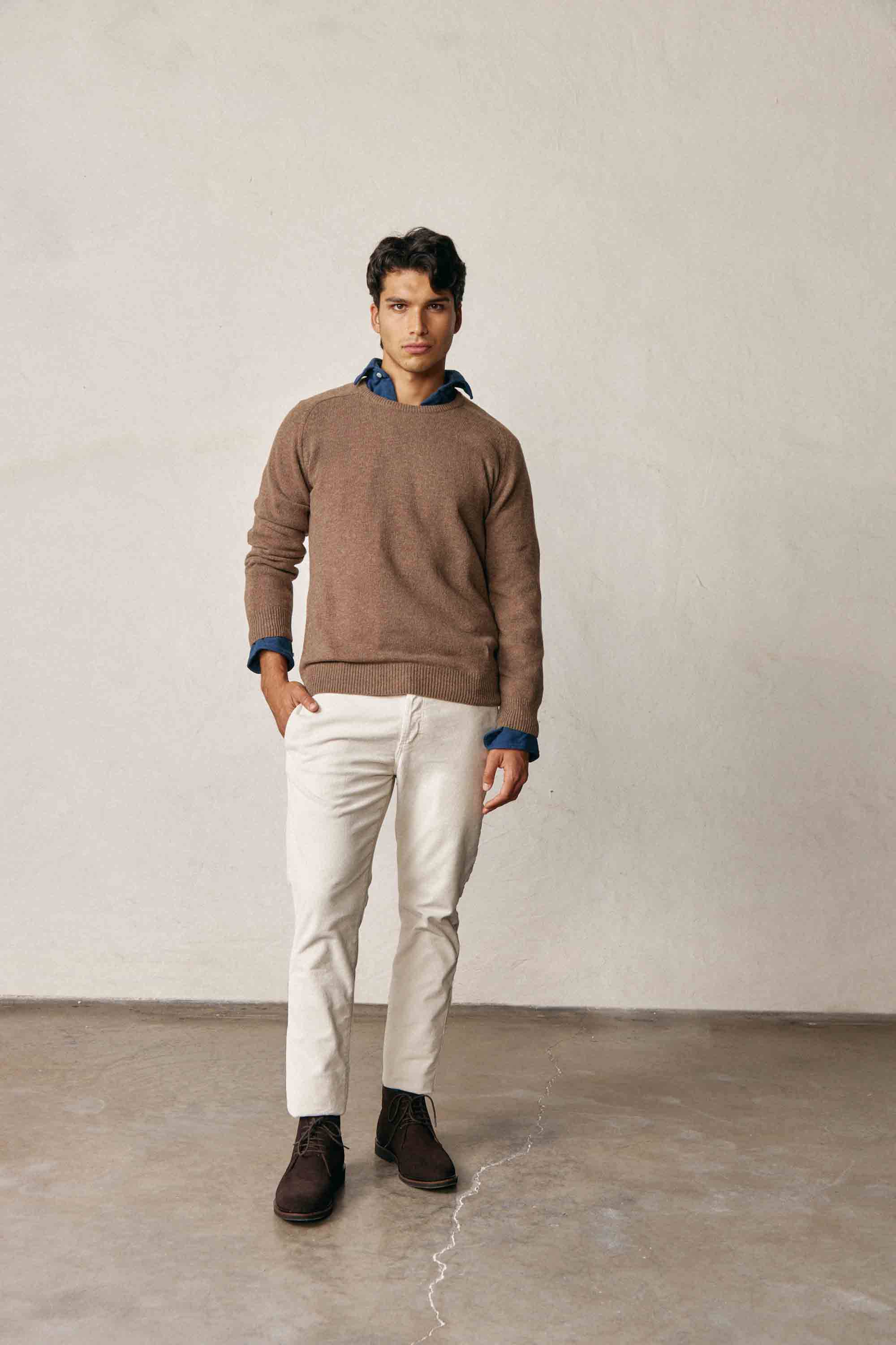 Jersey Cuello Redondo Lambswool - Tostado - Fernando de Cárcer