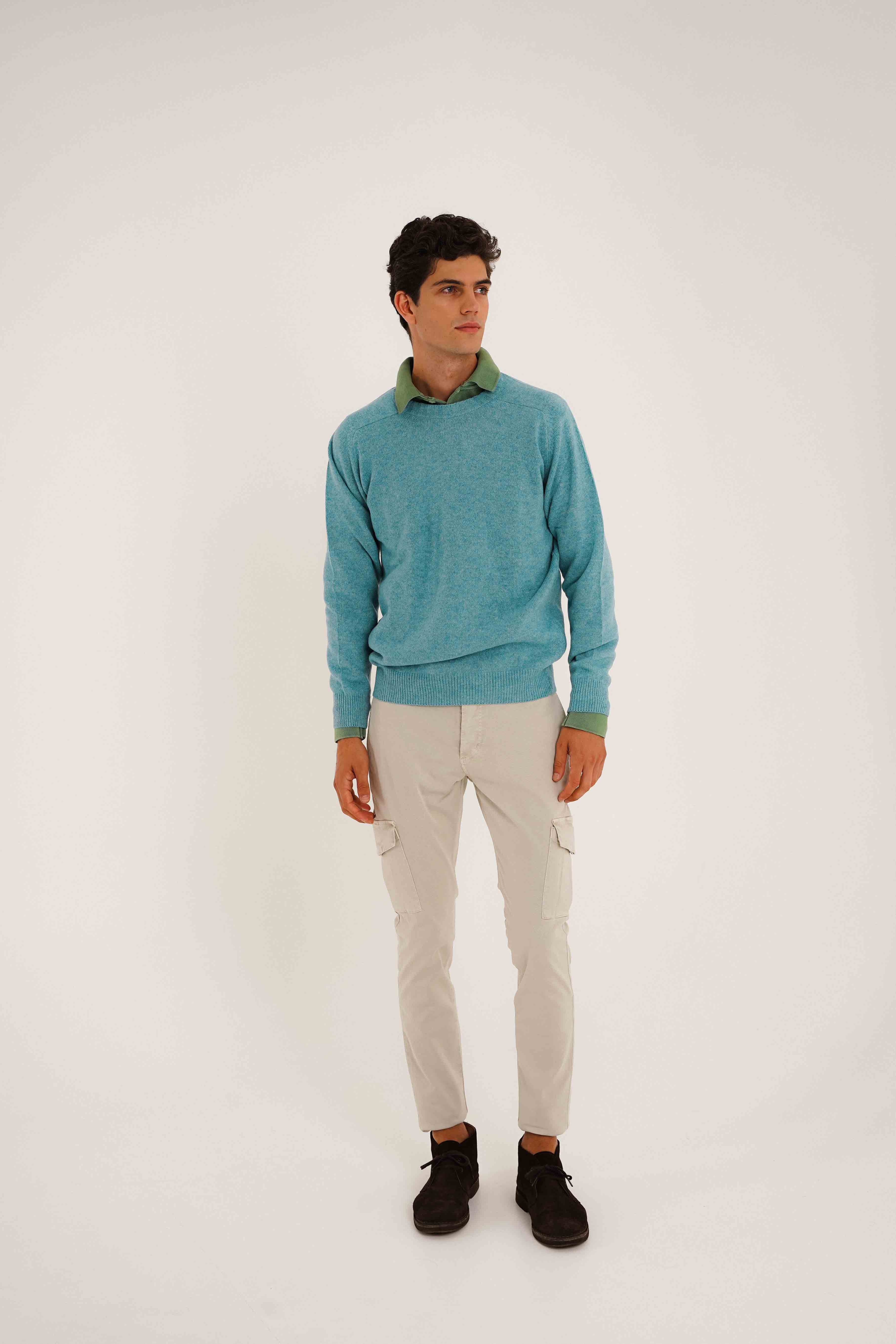 Jersey Cuello Redondo Lambswool - Turquesa - Fernando de Cárcer