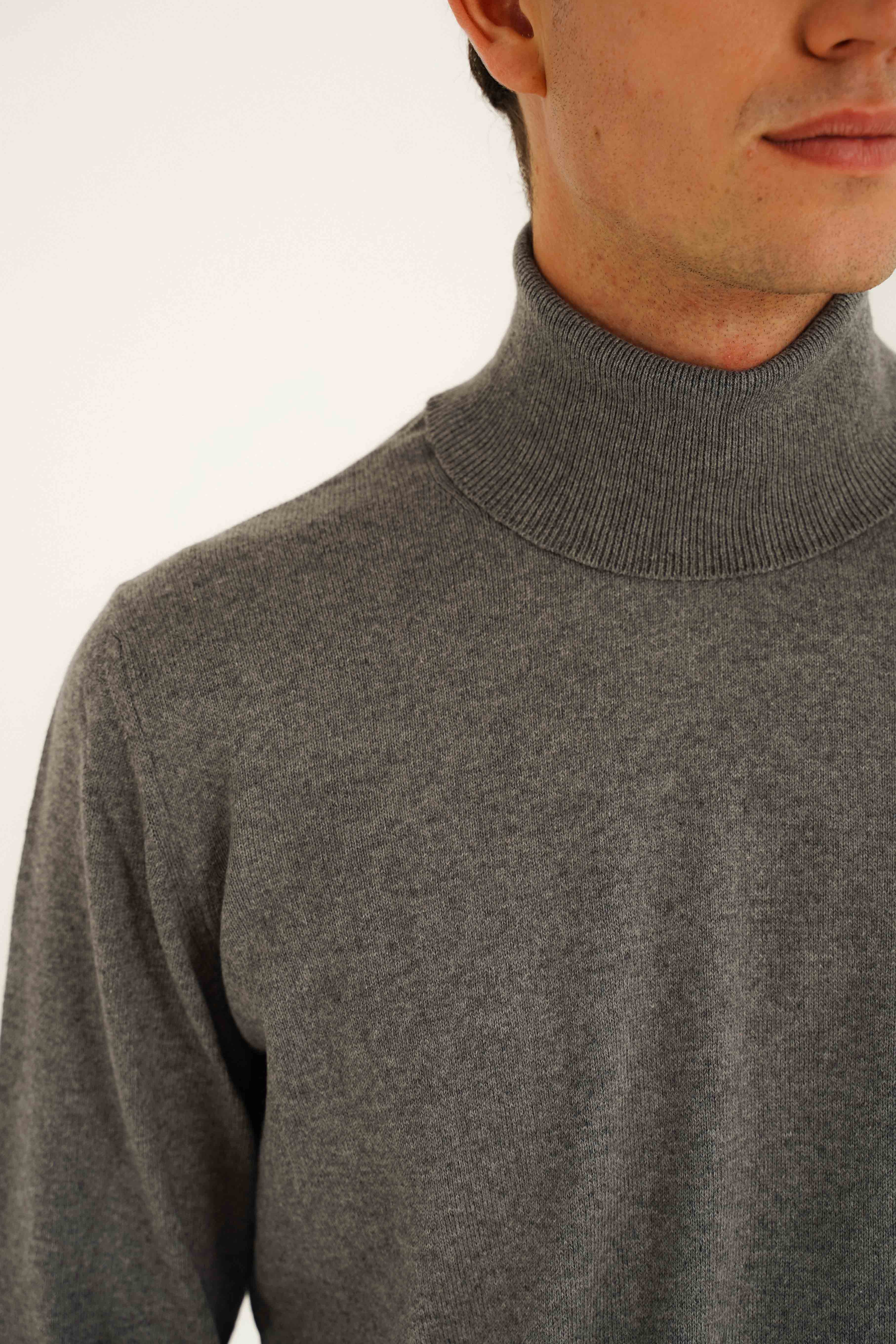 Jersey Cuello Vuelto Algodón / Cashmere - Gris - Fernando de Cárcer