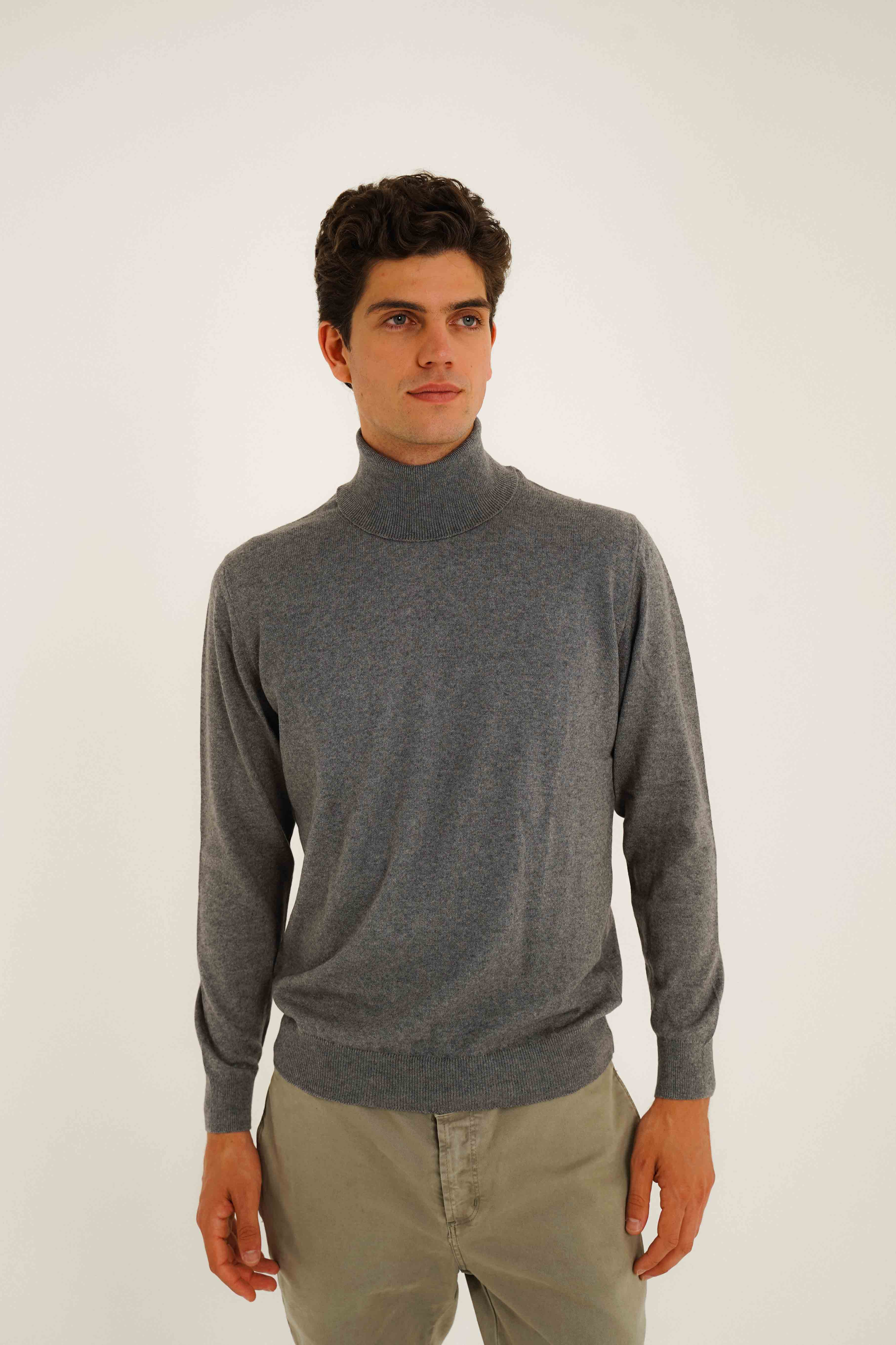 Jersey Cuello Vuelto Algodón / Cashmere - Gris - Fernando de Cárcer