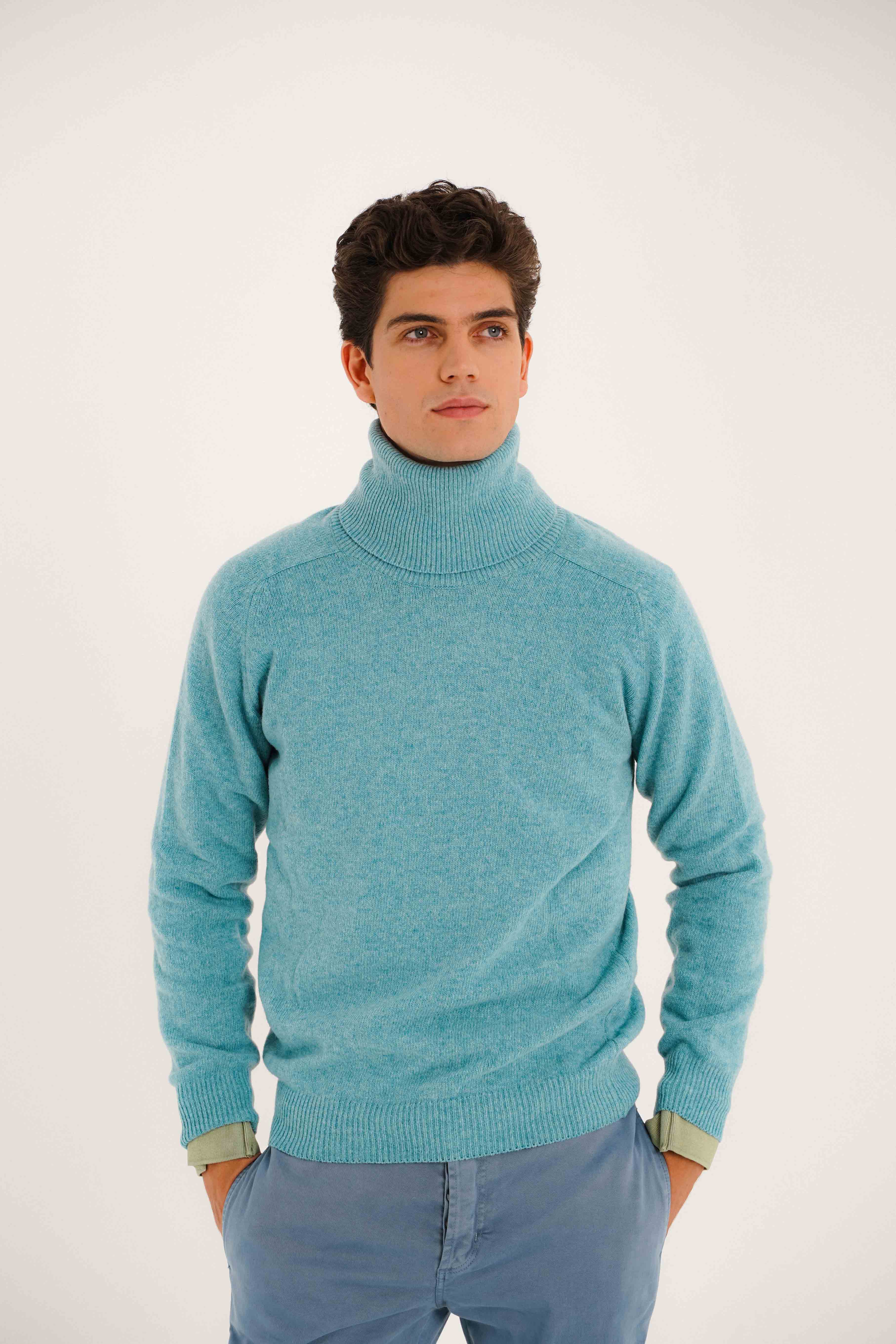 Jersey Cuello Vuelto Lambswool - Turquesa - Fernando de Cárcer