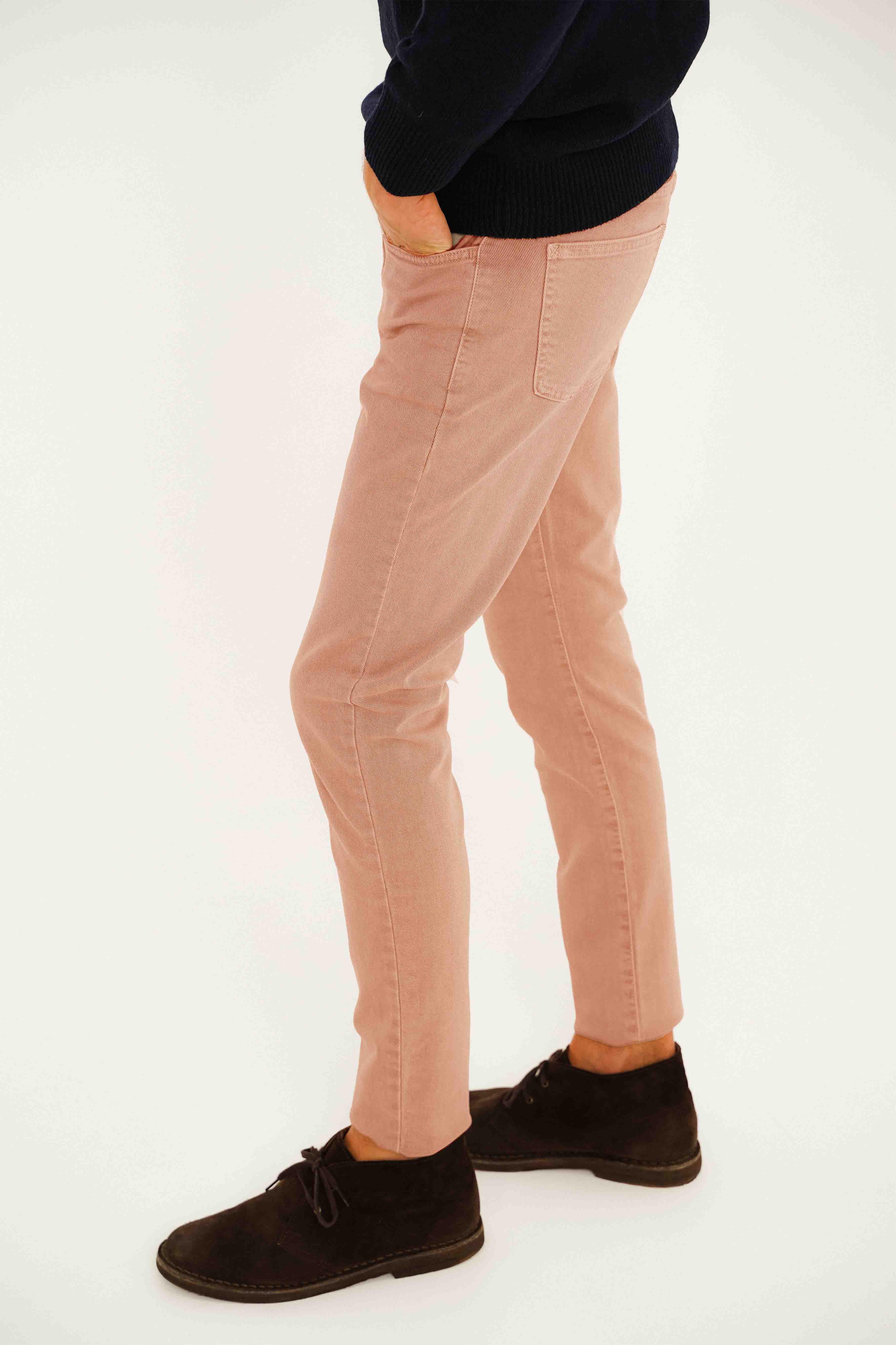 Pantalón Cinco Bolsillos Gabardina Perchada - Salmón - Fernando de Cárcer