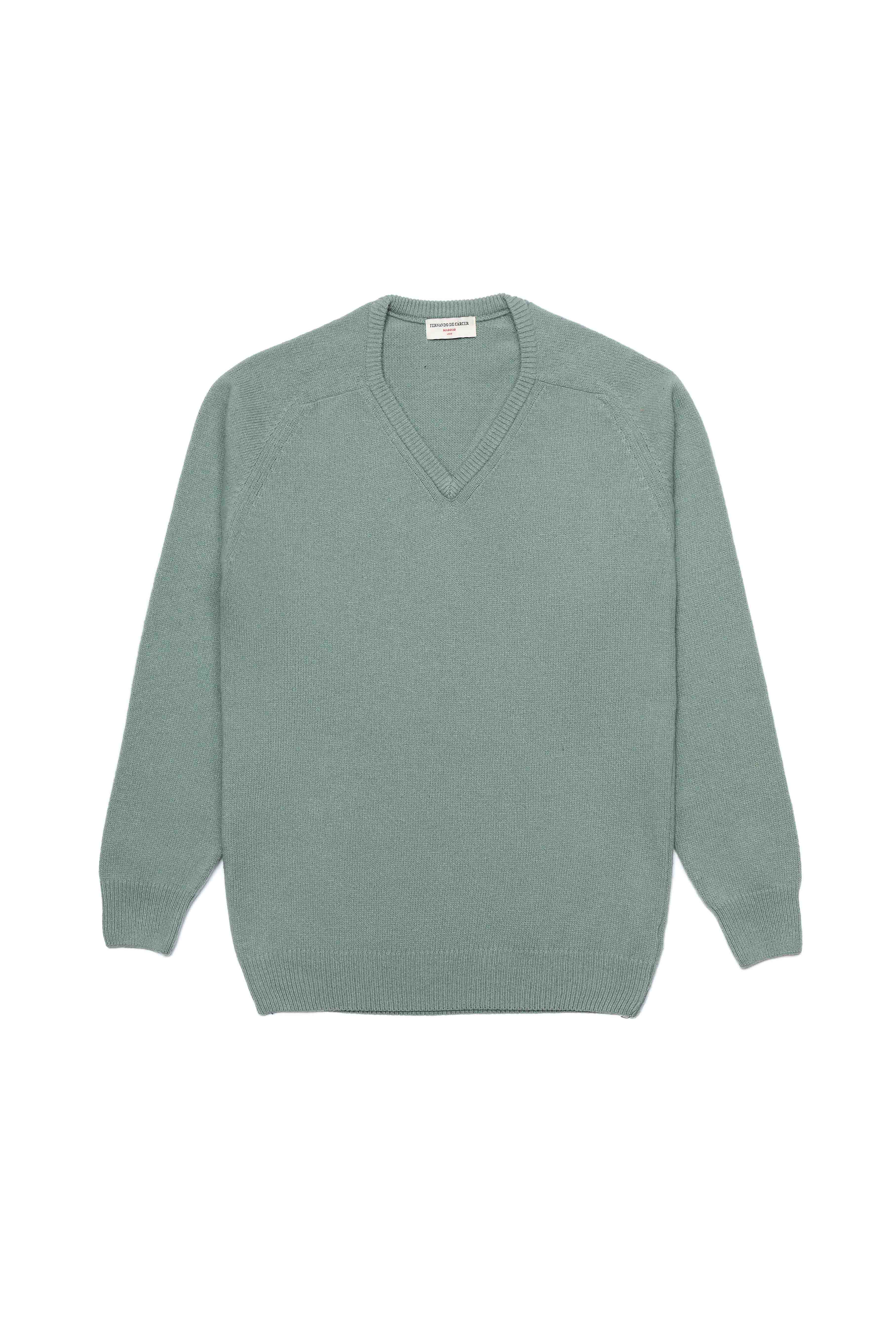 Jersey Cuello Pico Lambswool - Verde Agua - Fernando de Cárcer