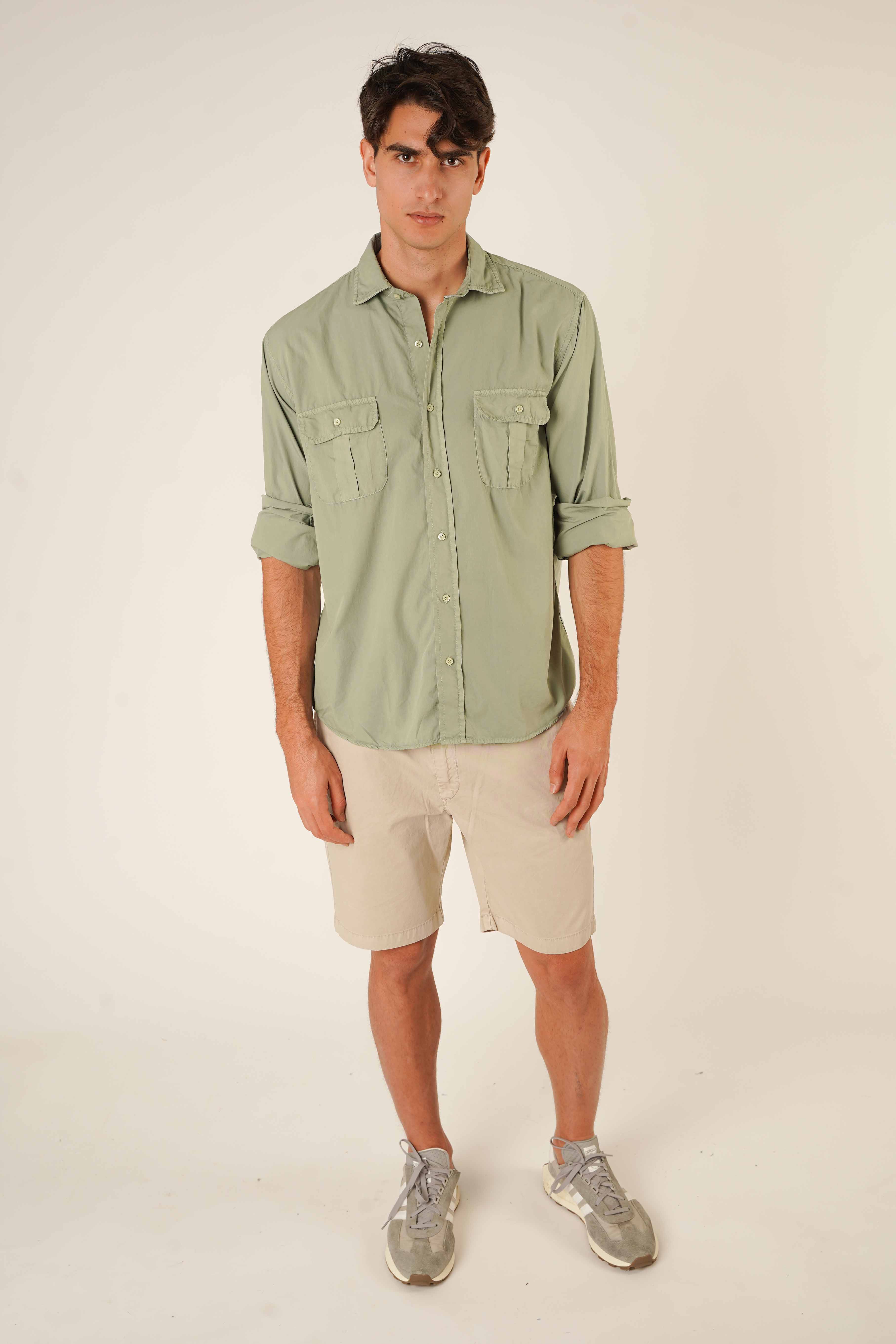 Camisa De Popelín Dos Bolsillos - Khaki