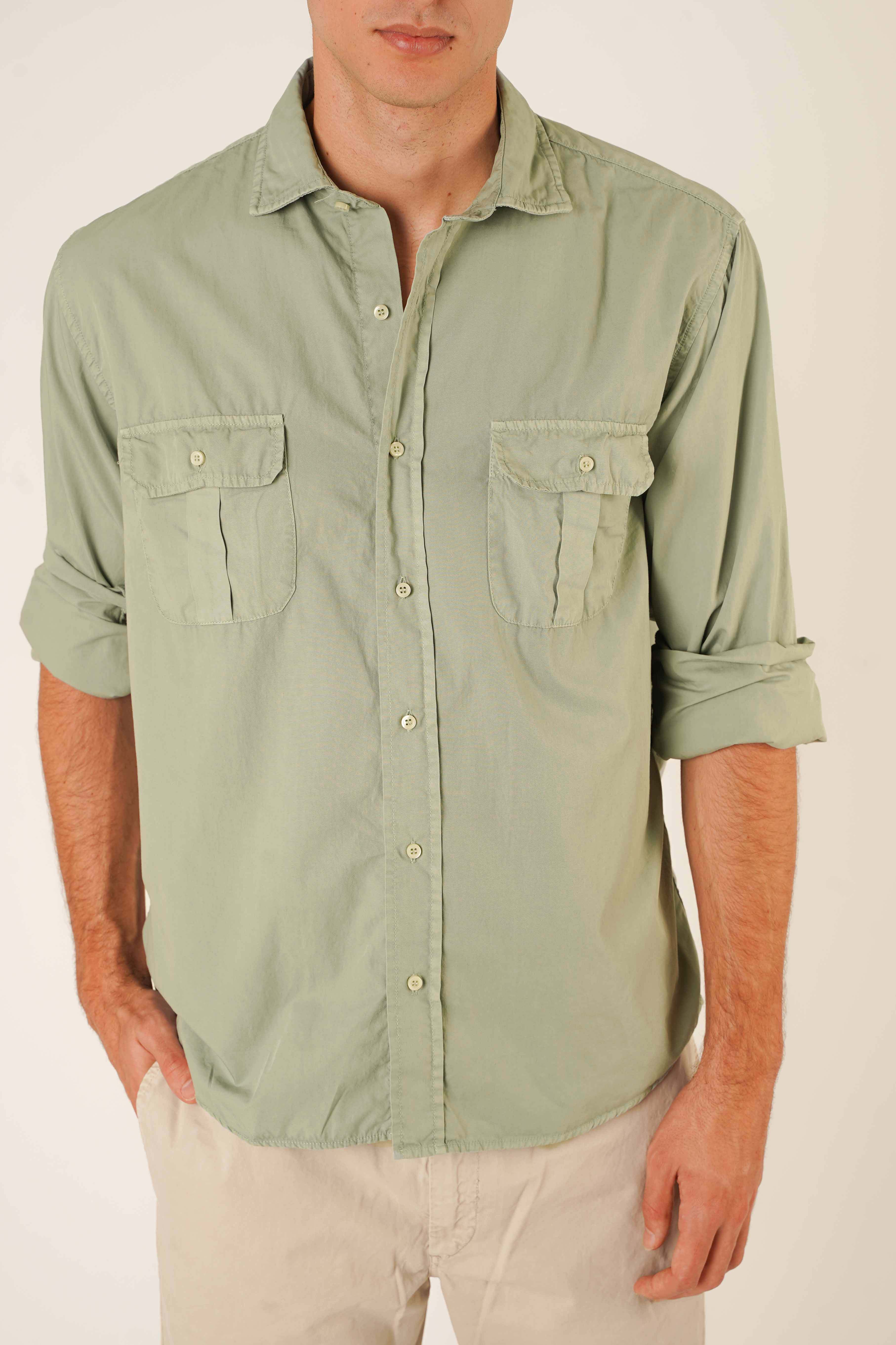 Camisa De Popelín Dos Bolsillos - Khaki