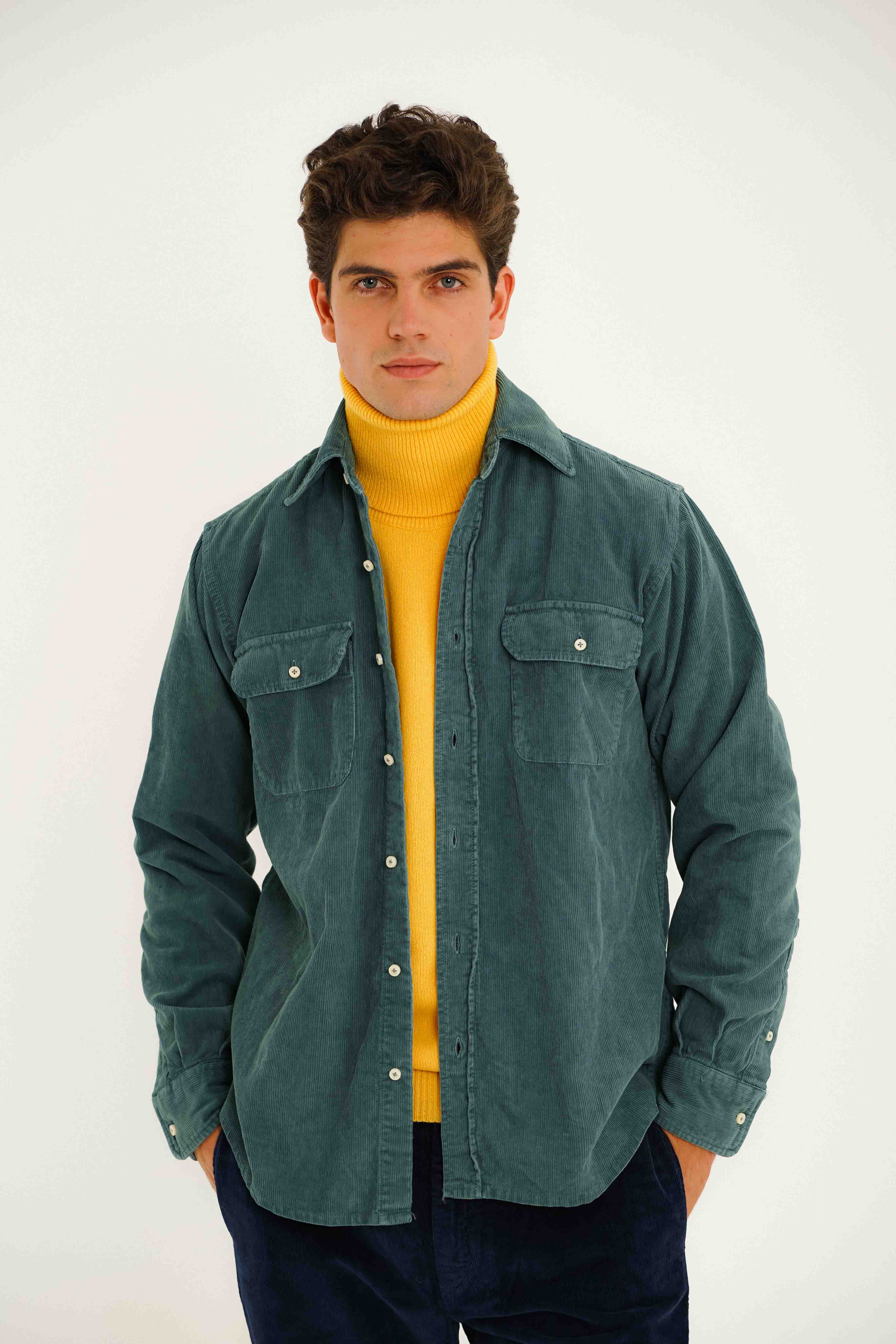 Camisa de Pana 2 Bolsillos - Verde petróleo