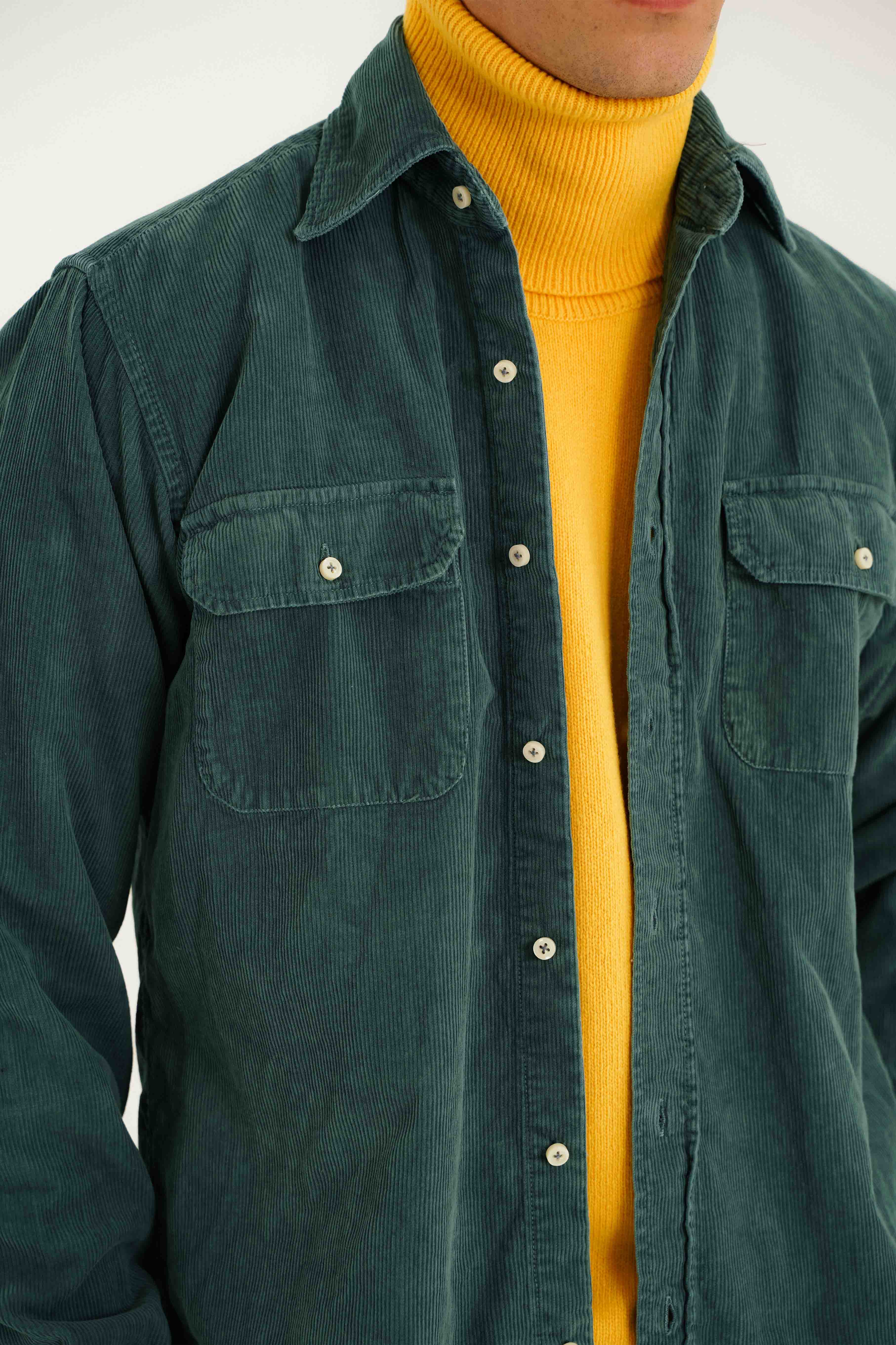 Camisa de Pana 2 Bolsillos - Verde petróleo