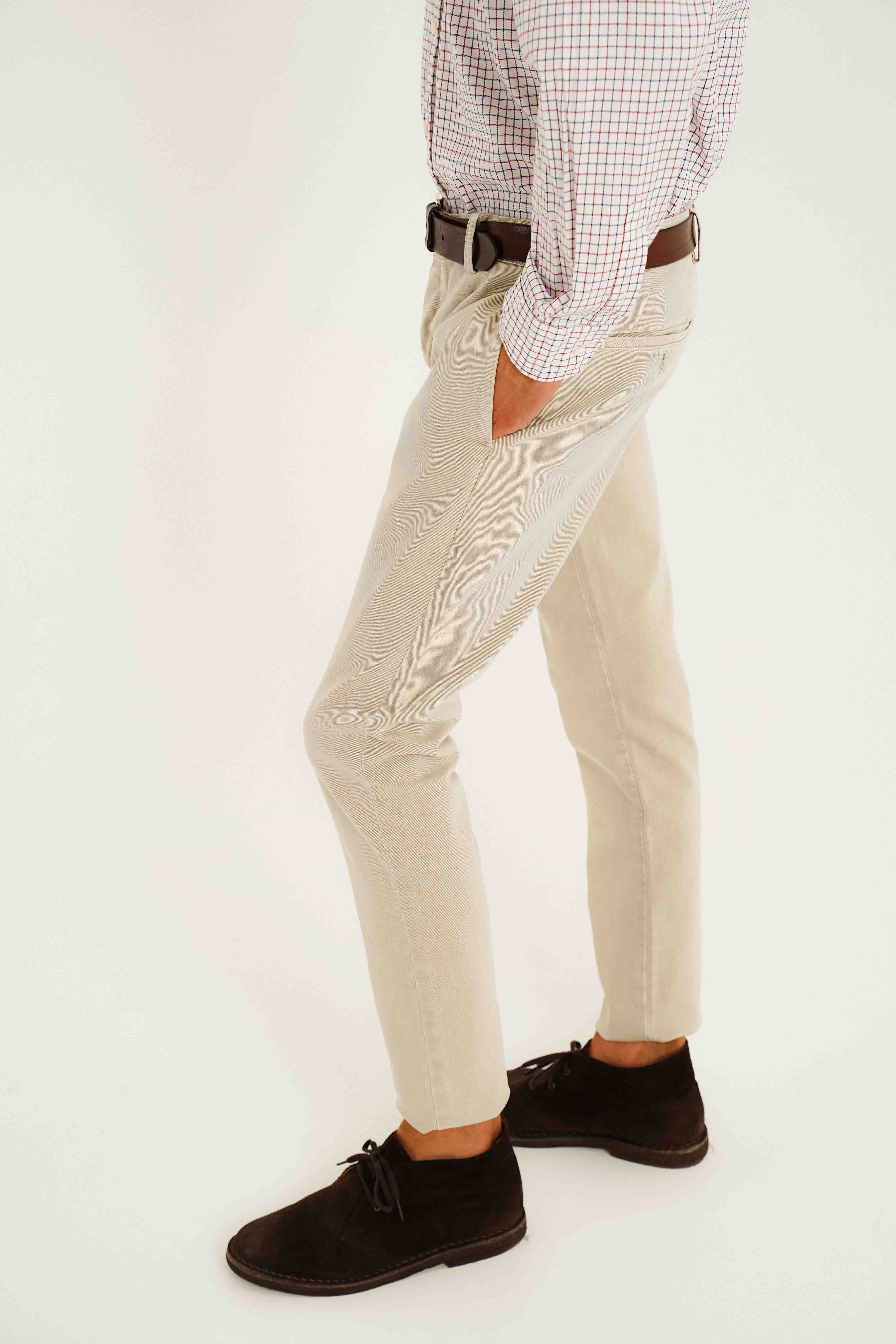 Pantalón Chino Gabardina Perchada - Beige Tostado