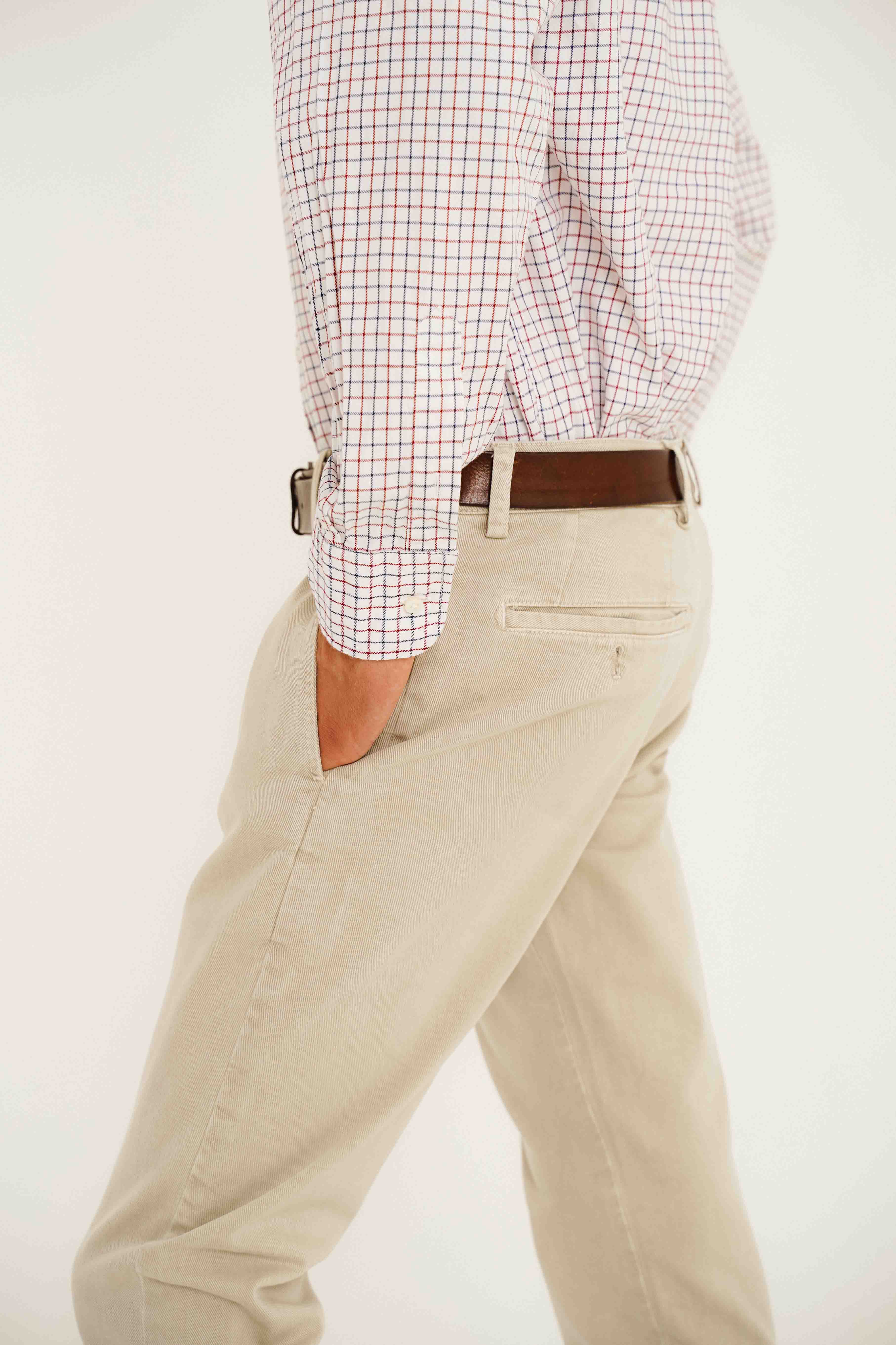 Pantalón Chino Gabardina Perchada - Beige Tostado