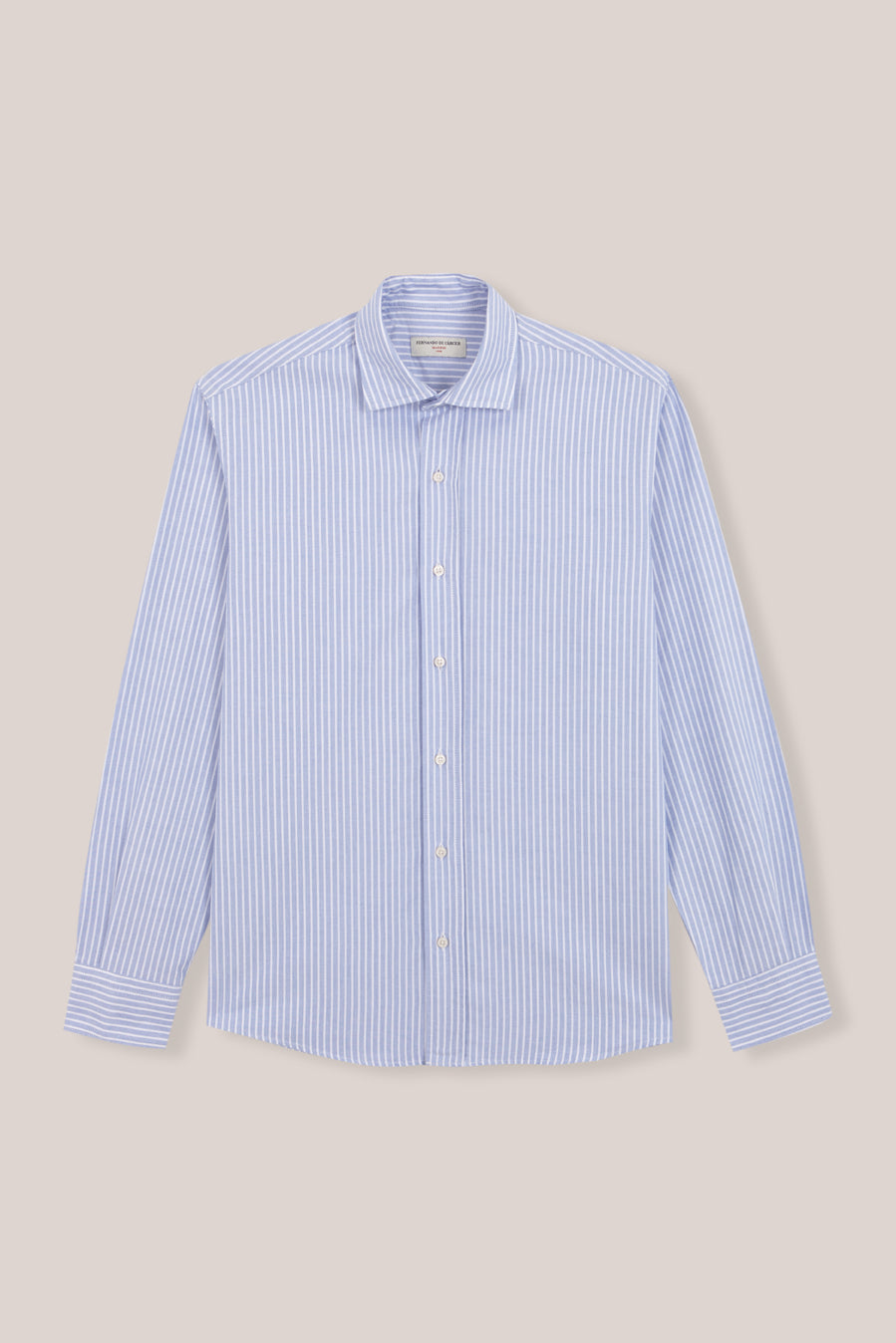 Camisa de Algodón - Oxford Azul Raya Fina Blanca - Fernando de Cárcer