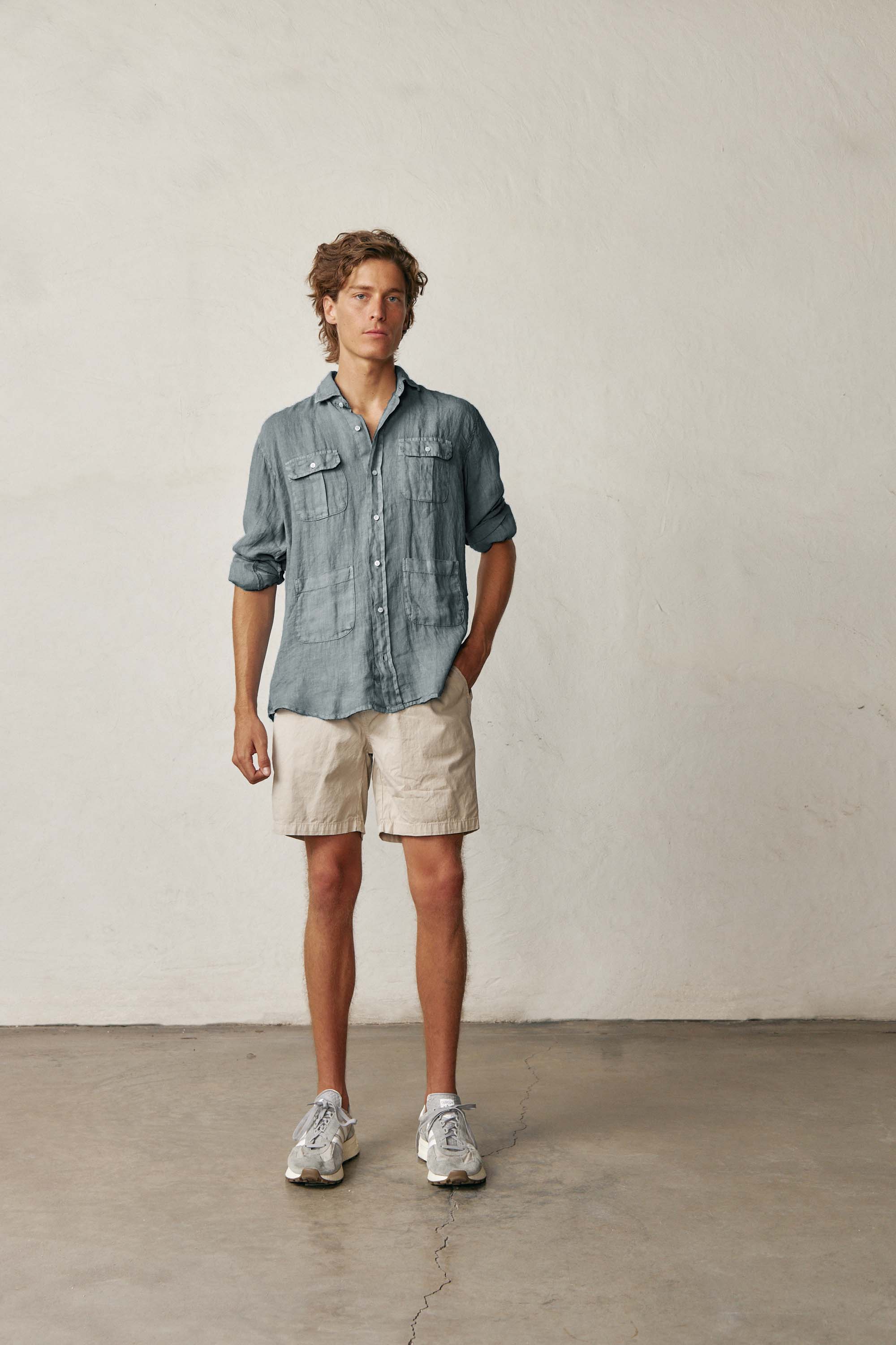 Camisa Guayabera de Lino - Gris