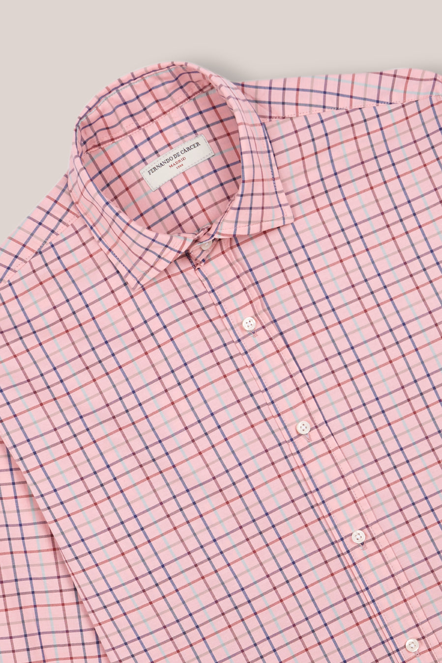 Camisa de Algodón - Viyela Cuadros Fondo Rosa - Fernando de Cárcer