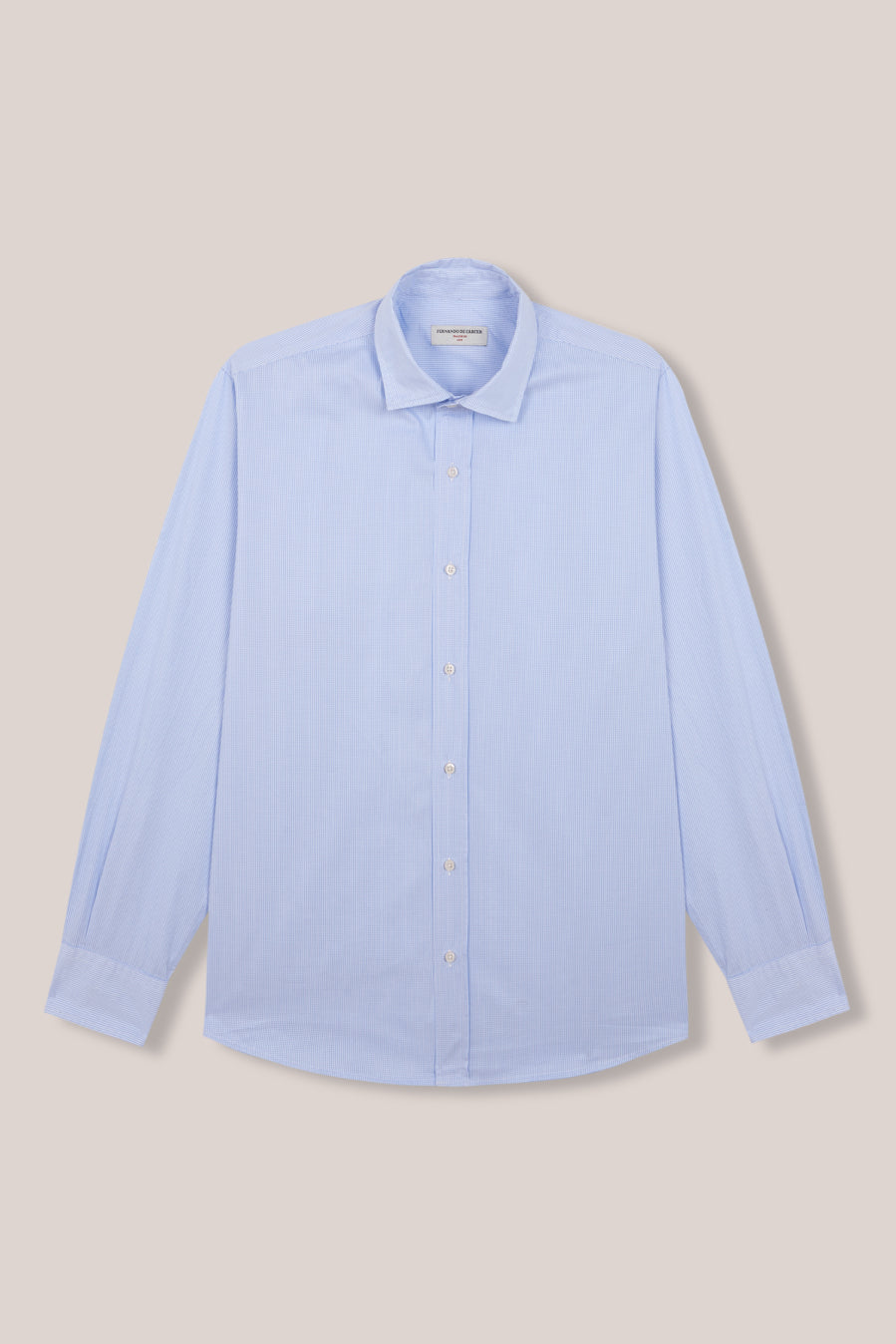 Camisa de Algodón - Microcuadros Azules