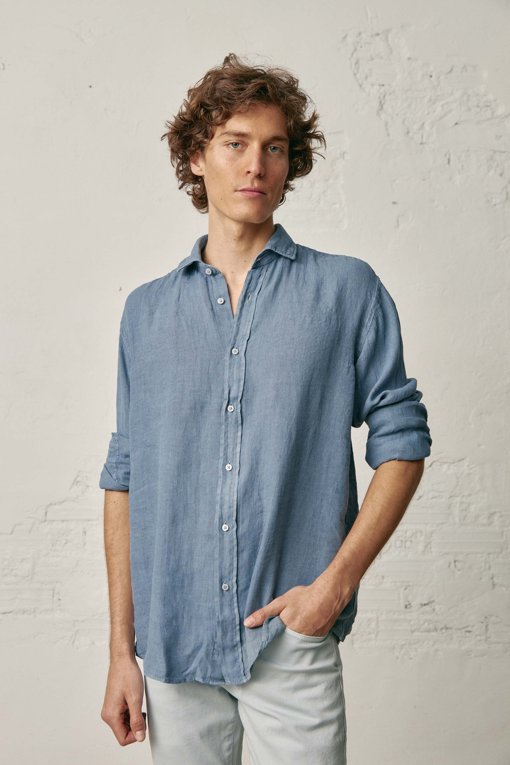 Camisa de Lino - Azul Petróleo - Fernando de Cárcer