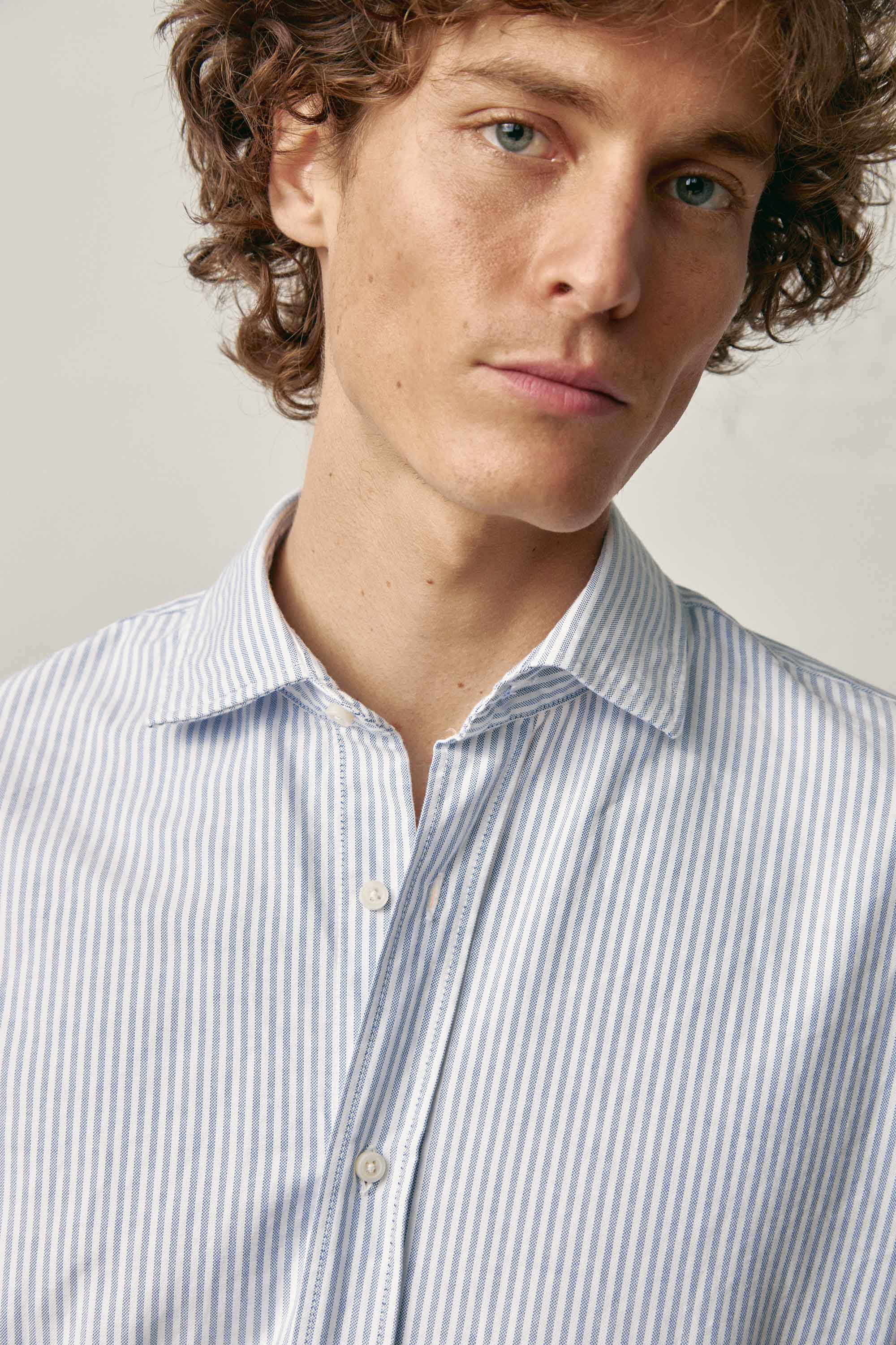 Camisa de Algodón - Oxford Rayas Azul y Blanco